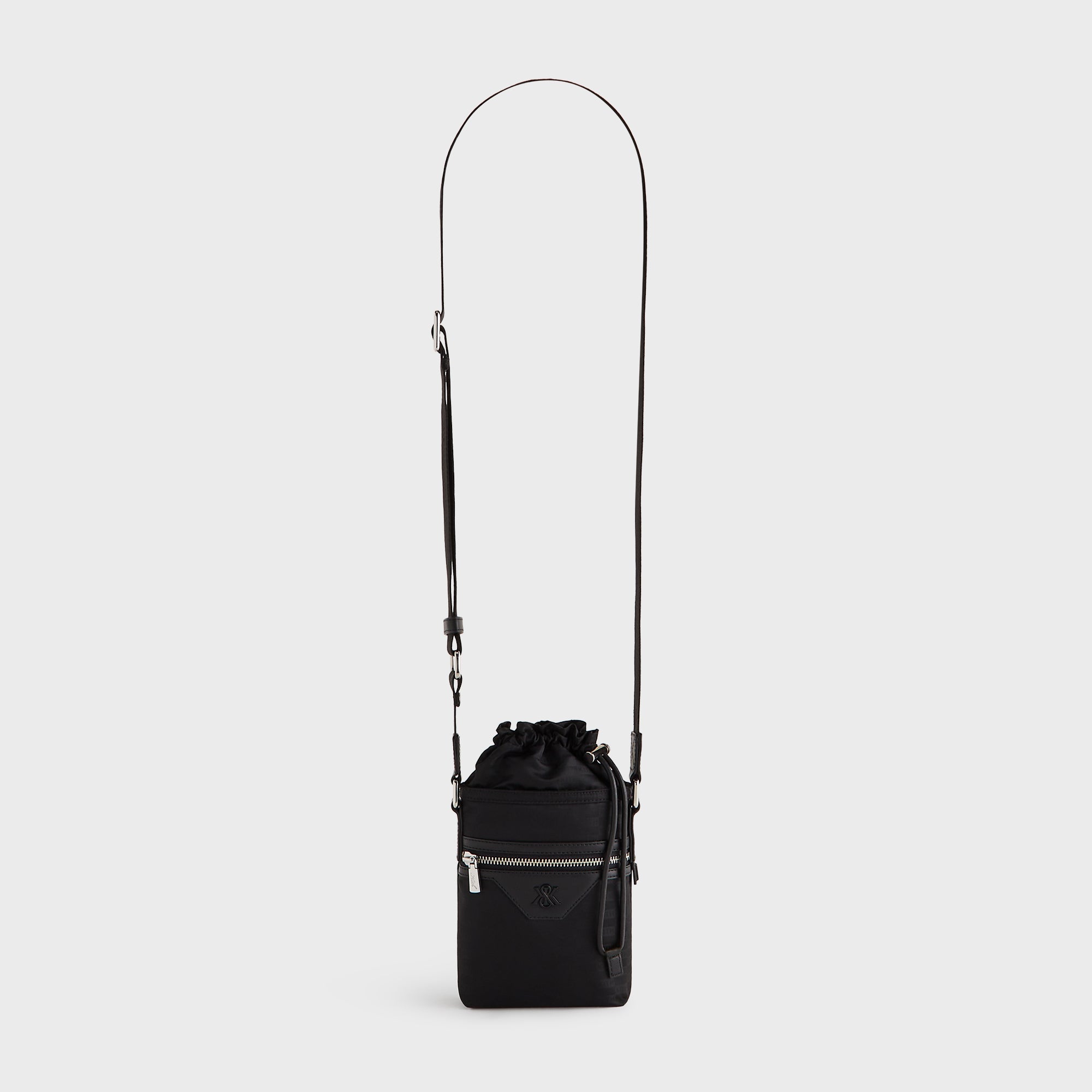 バッグ KithDoublePouchCrossbodyin Monogram Kith Monogram Nylon Jacquard Drawcord Crossbody - Black – Kith Canada