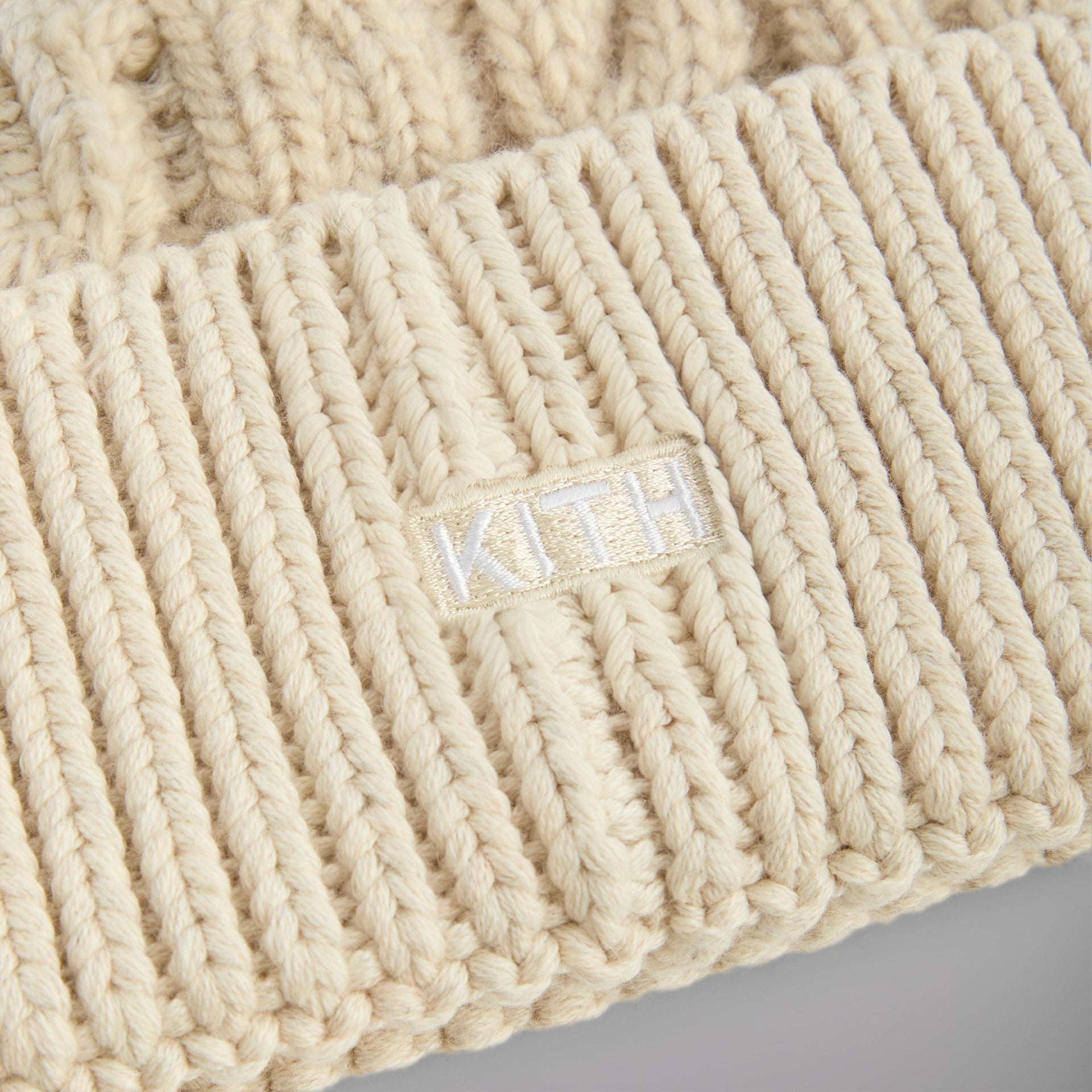 Kith Leather Crest Mia Beanie - Heather Oatmeal