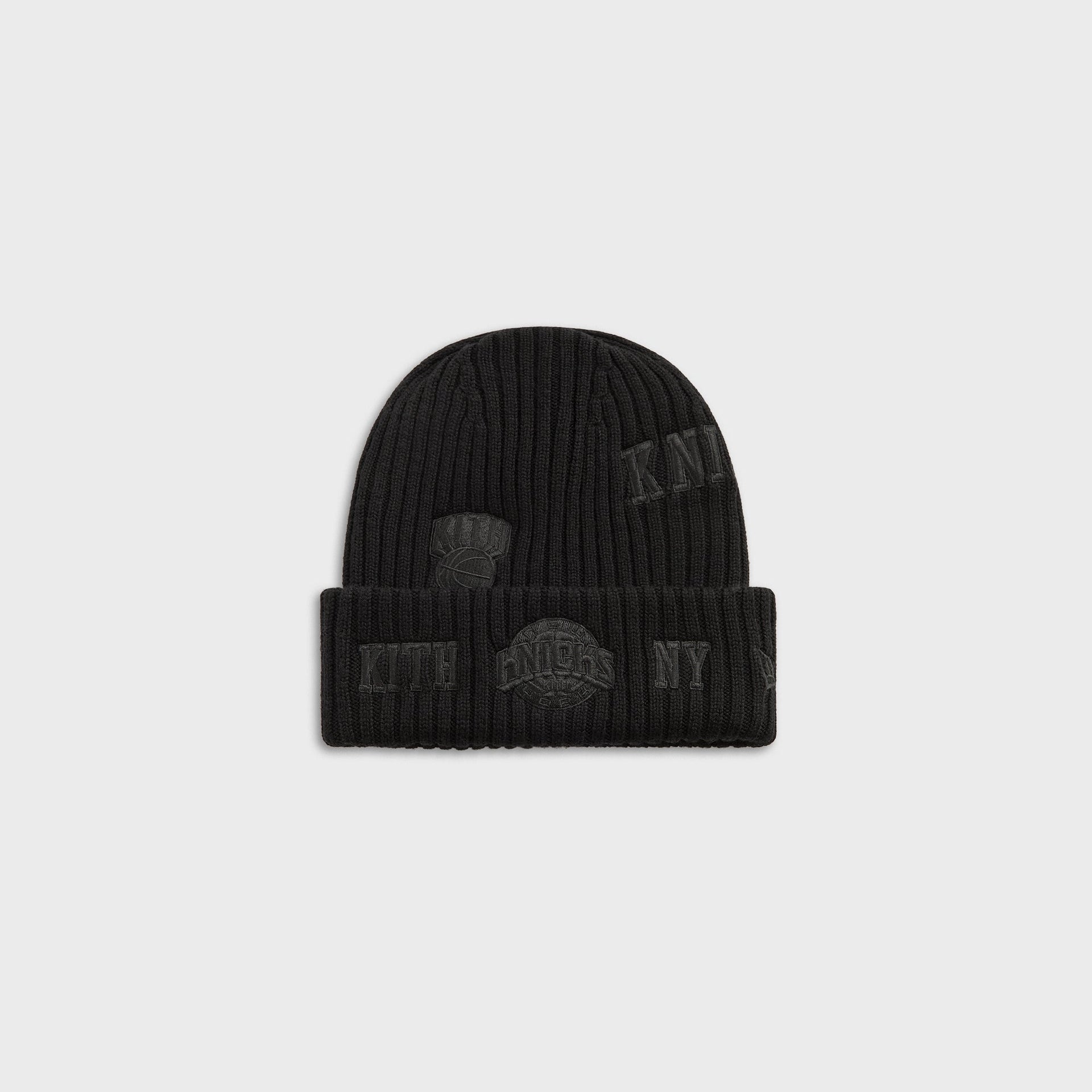 Kith & New Era for the New York Knicks All Over Patches Knit Beanie - Black - PH