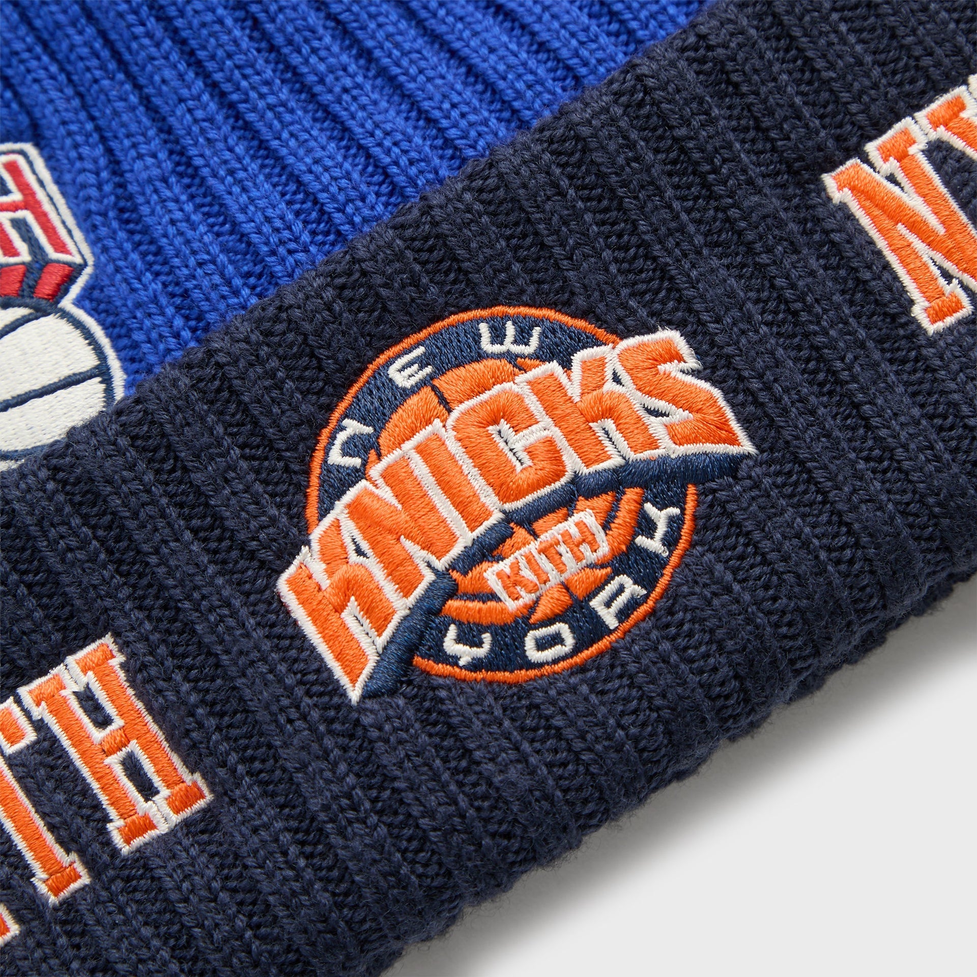 Kith & New Era for the New York Knicks All Over Patches Knit Beanie - Royal - PH