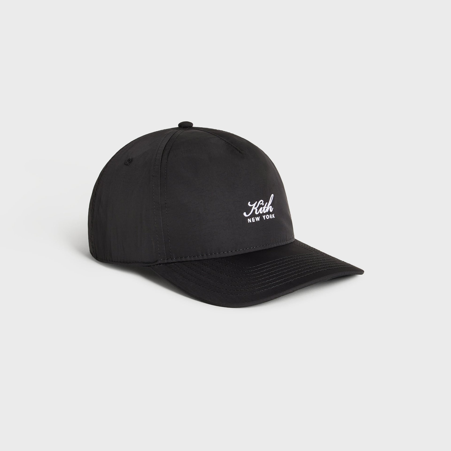 Kith Script Wrinkle Nylon Bay Low Pinch Crown Snapback - Black