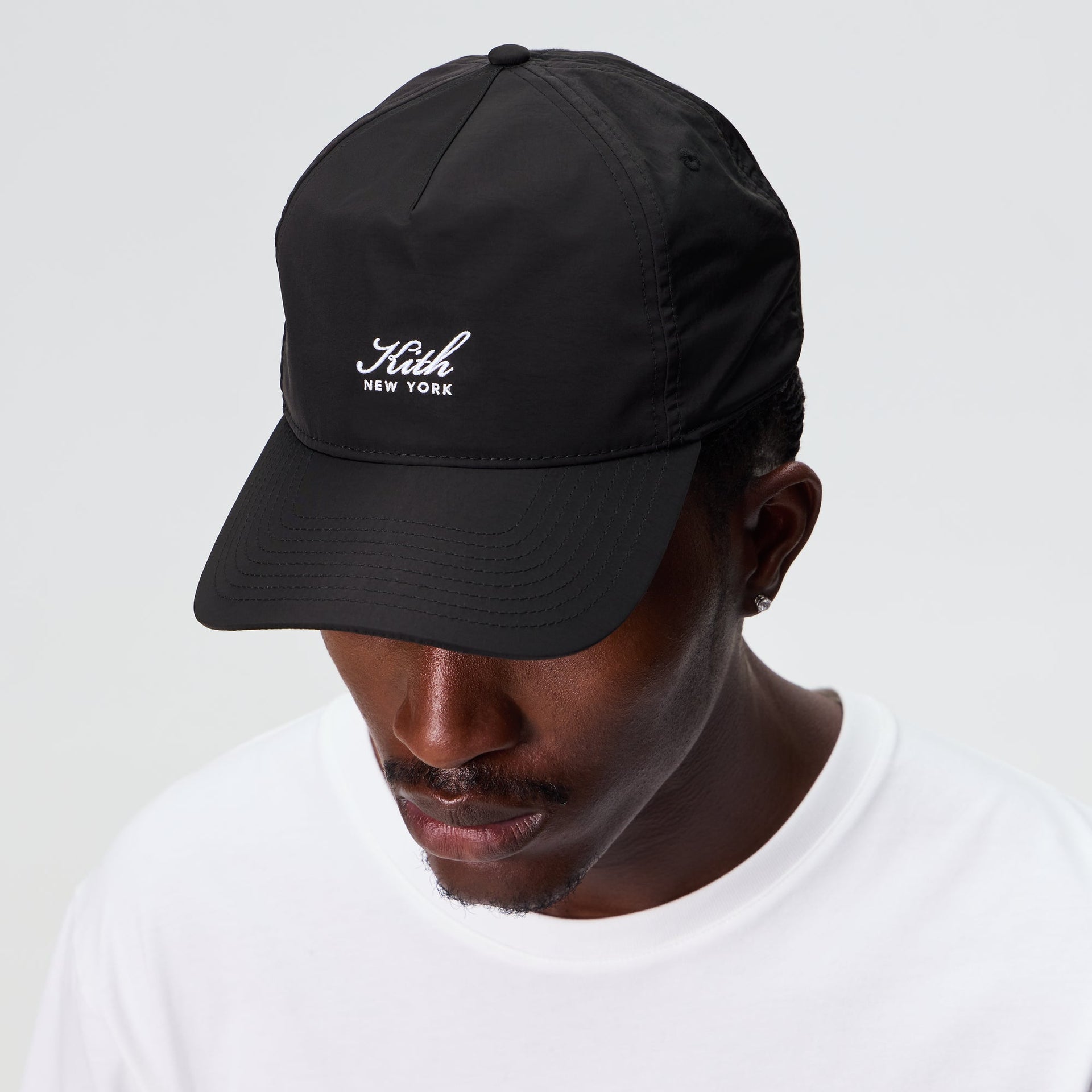 Kith Script Wrinkle Nylon Bay Low Pinch Crown Snapback - Black