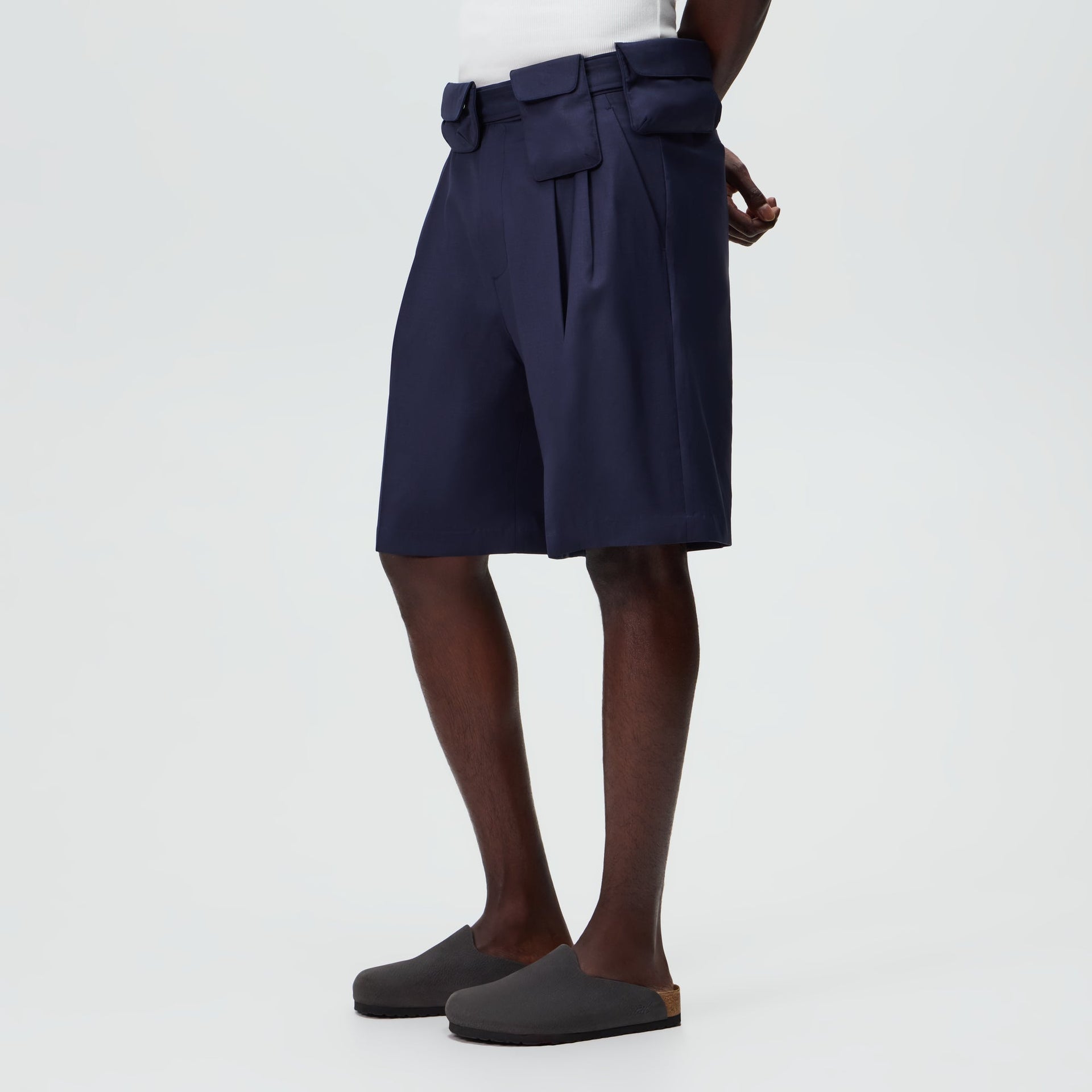 &Kin Tropical Wool Emrys Pleated Short - Nocturnal - PH