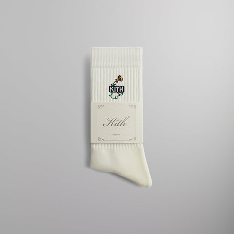 Kith Butterfly Classic Logo Socks - White