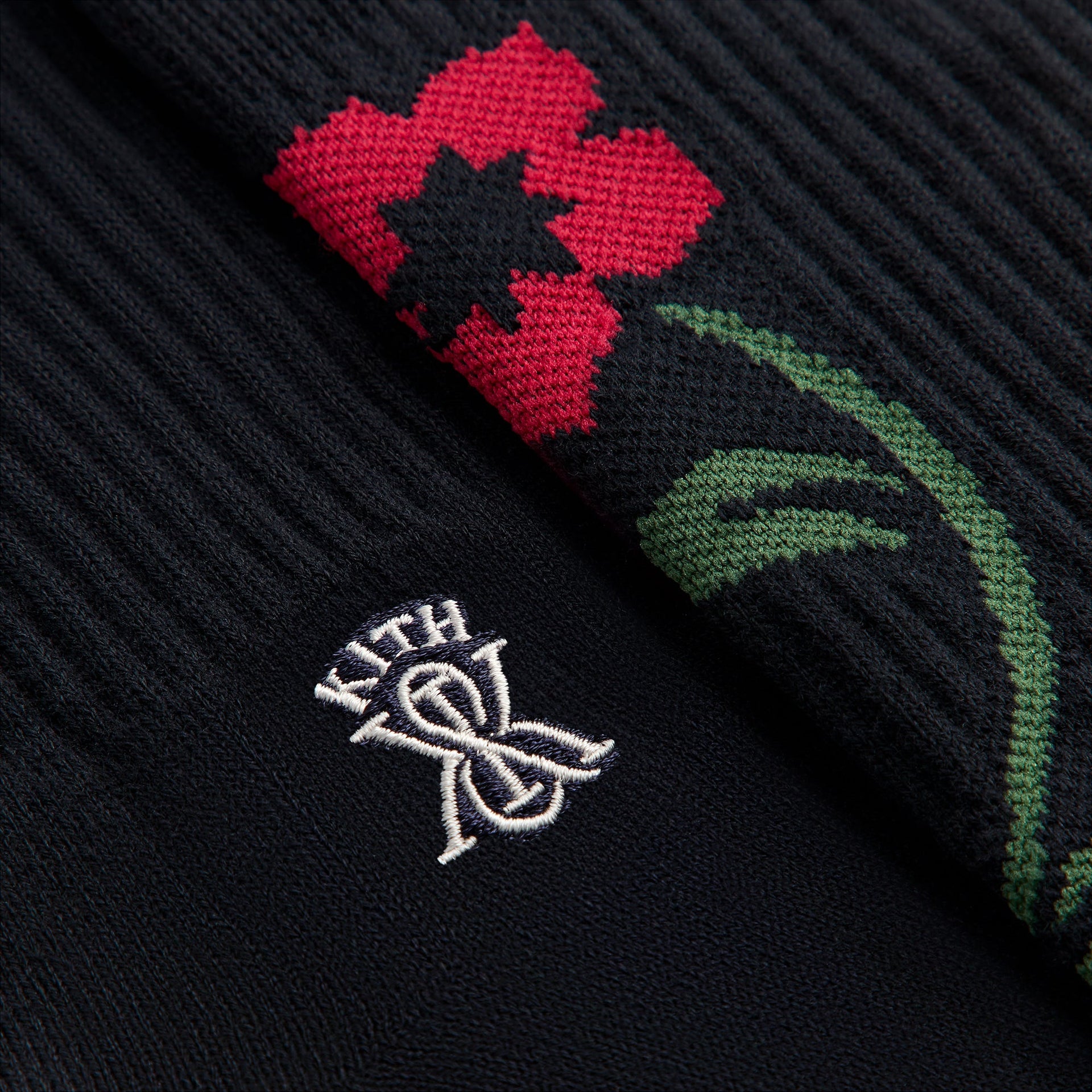 Kith Jacquard Rose Crew Socks - Nocturnal