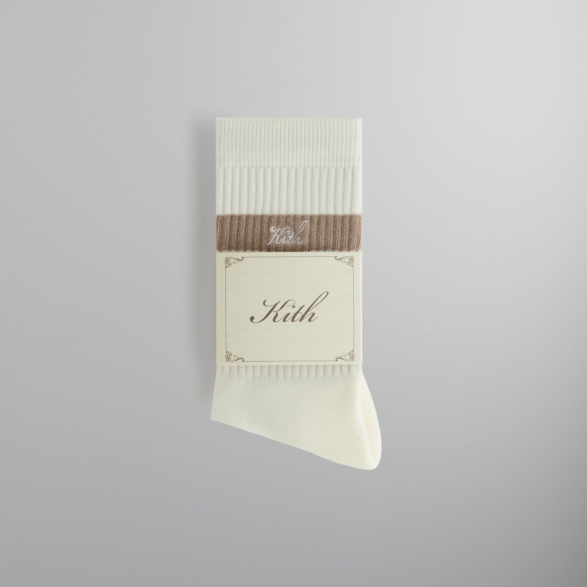 Kith Double Stripe Script Embroidered Cotton Crew Socks - Molecule