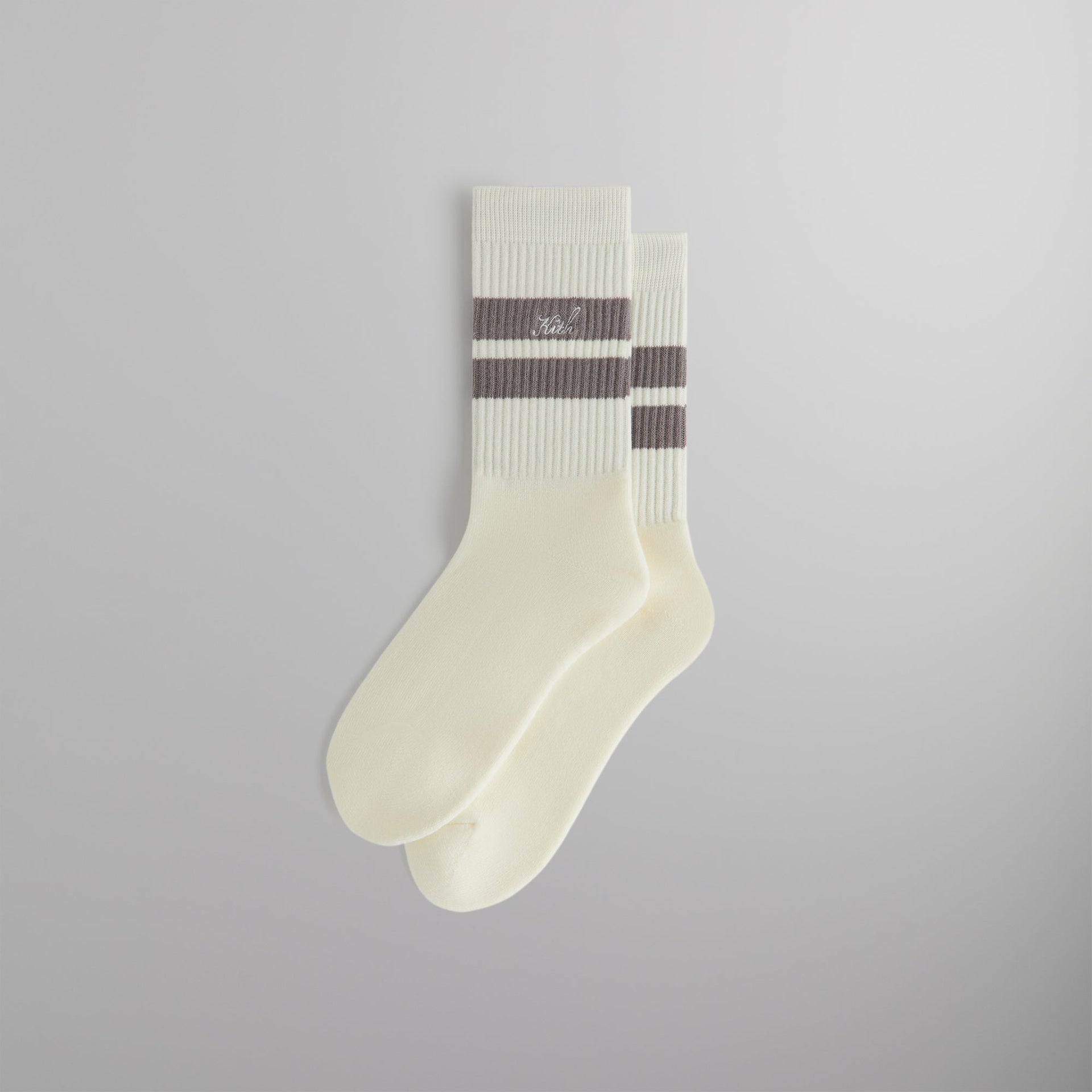 Kith Double Stripe Script Embroidered Cotton Crew Socks - Argon