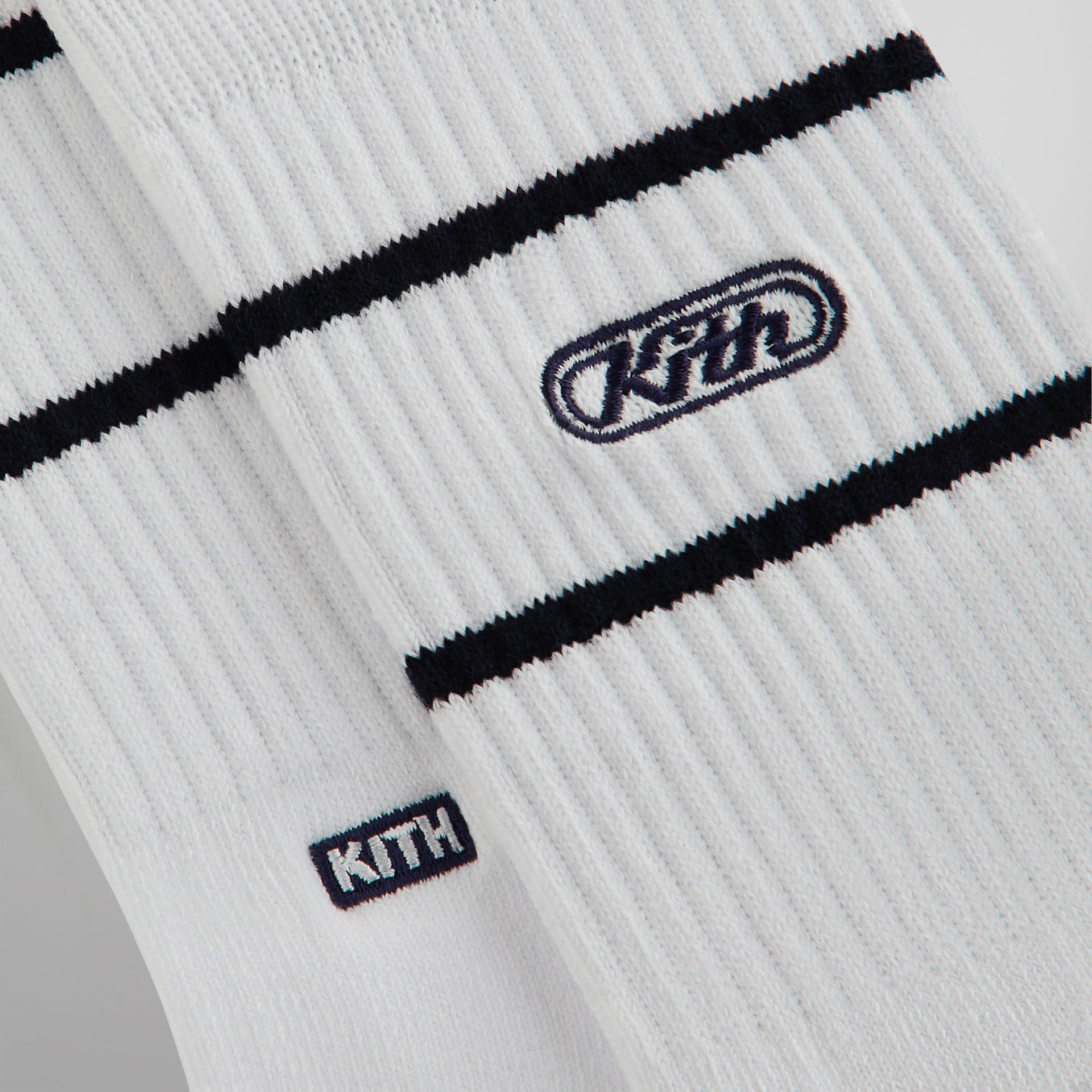 Kith Embroidered Logo Striped Crew Sock - White