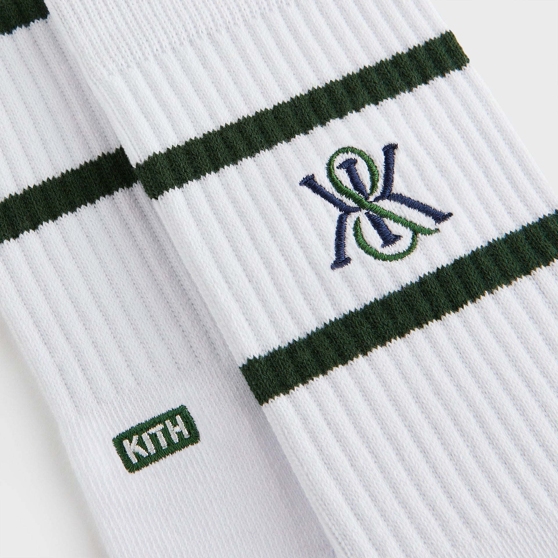 Kith 3-Pack K Crest Striped Cotton Crew Socks - White