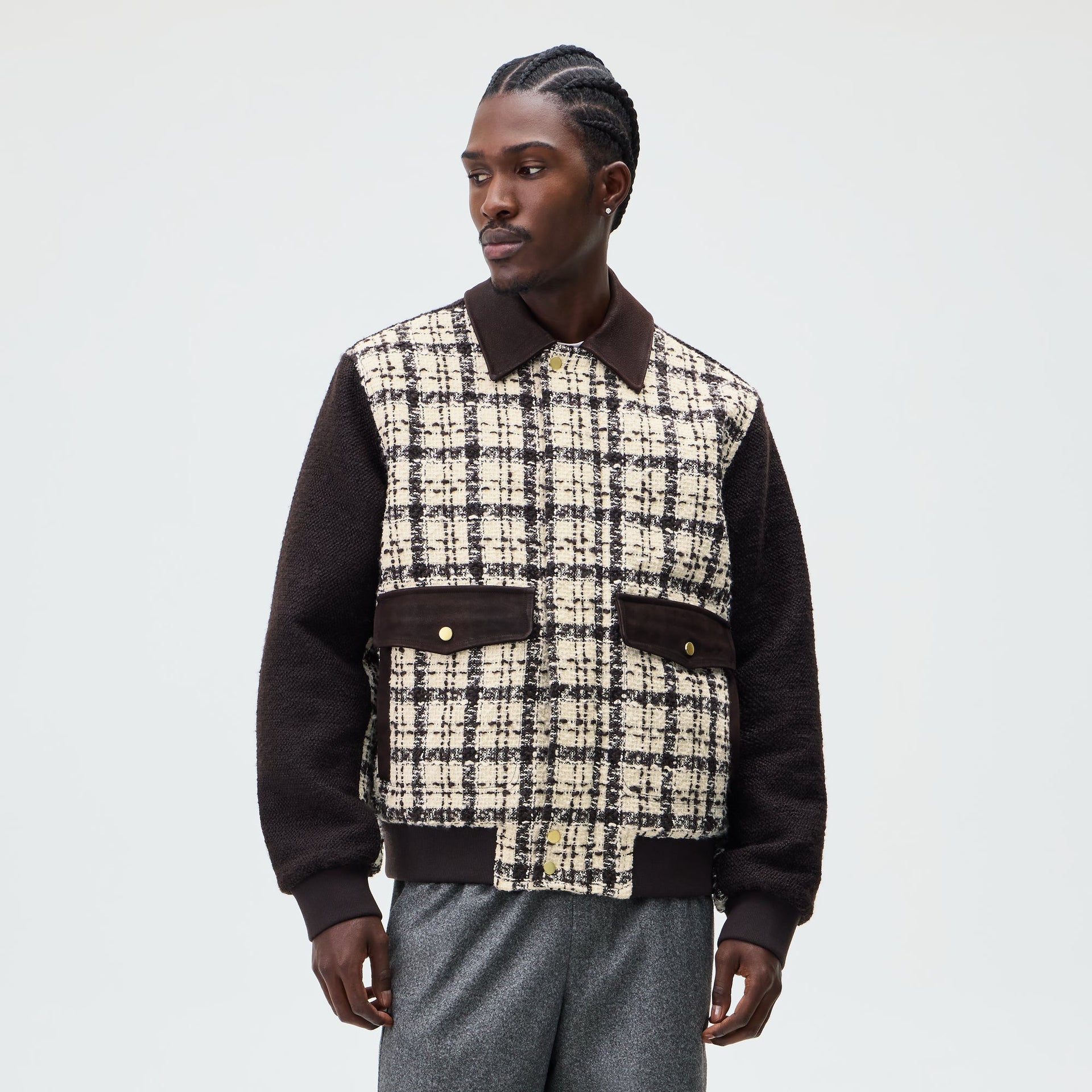 &Kin Mixed Tweed Hawthorne Flight Jacket - Sandrift - PH