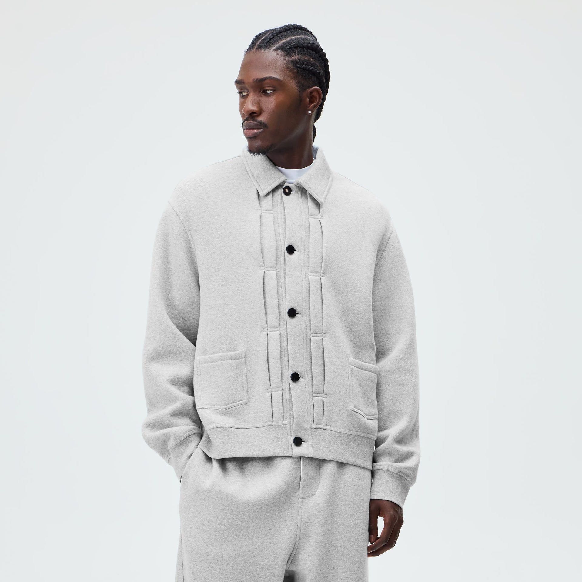 &Kin Plush Fleece Eito Workwear Jacket - Medium Heather Grey - PH