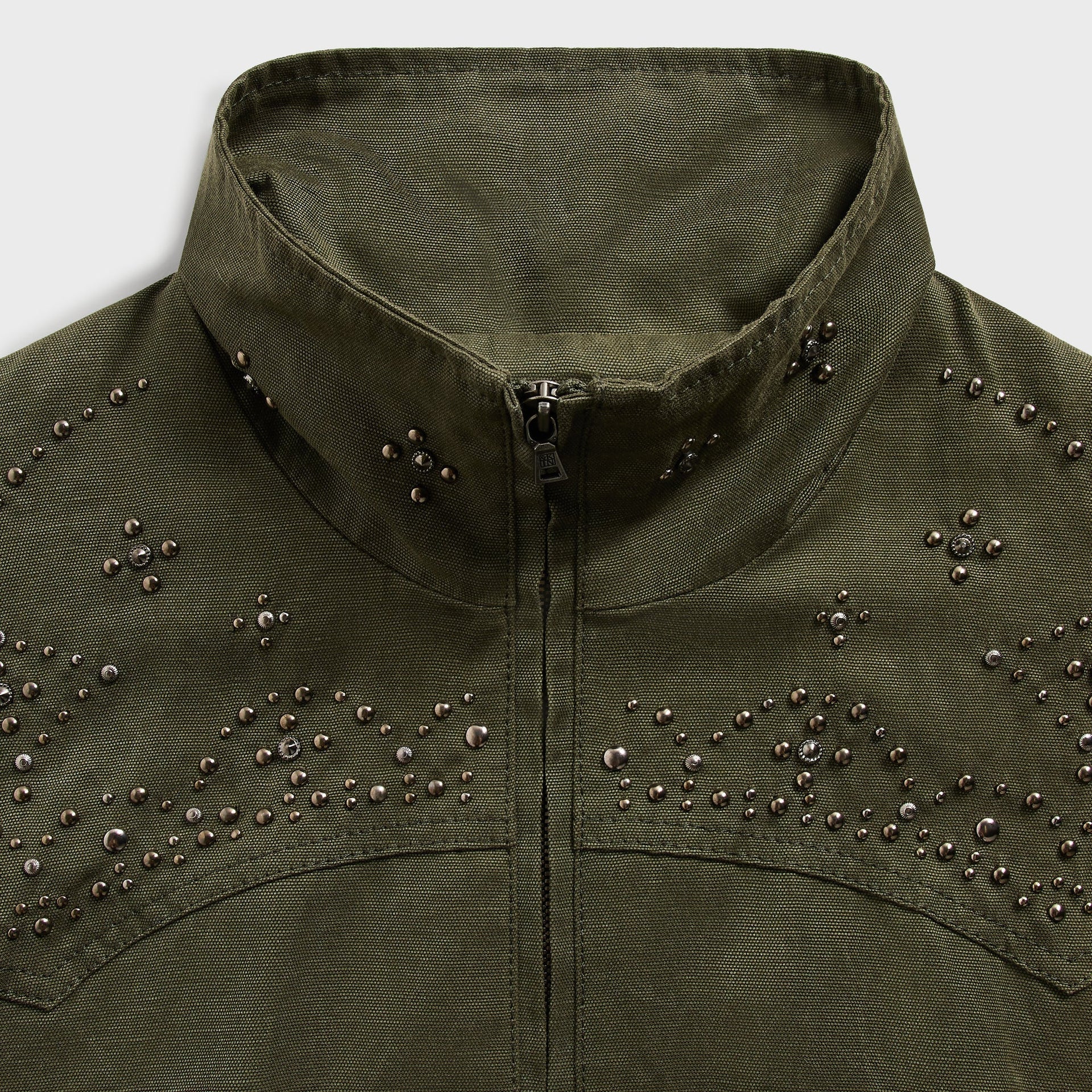 &Kin Studded Canvas Rhysand Jacket - Moss - PH