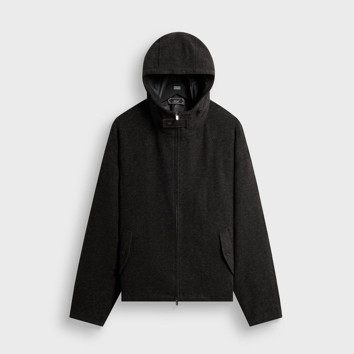 Kith Felted Jersey Matteo Zip Up Hoodie - Dark Heather Grey