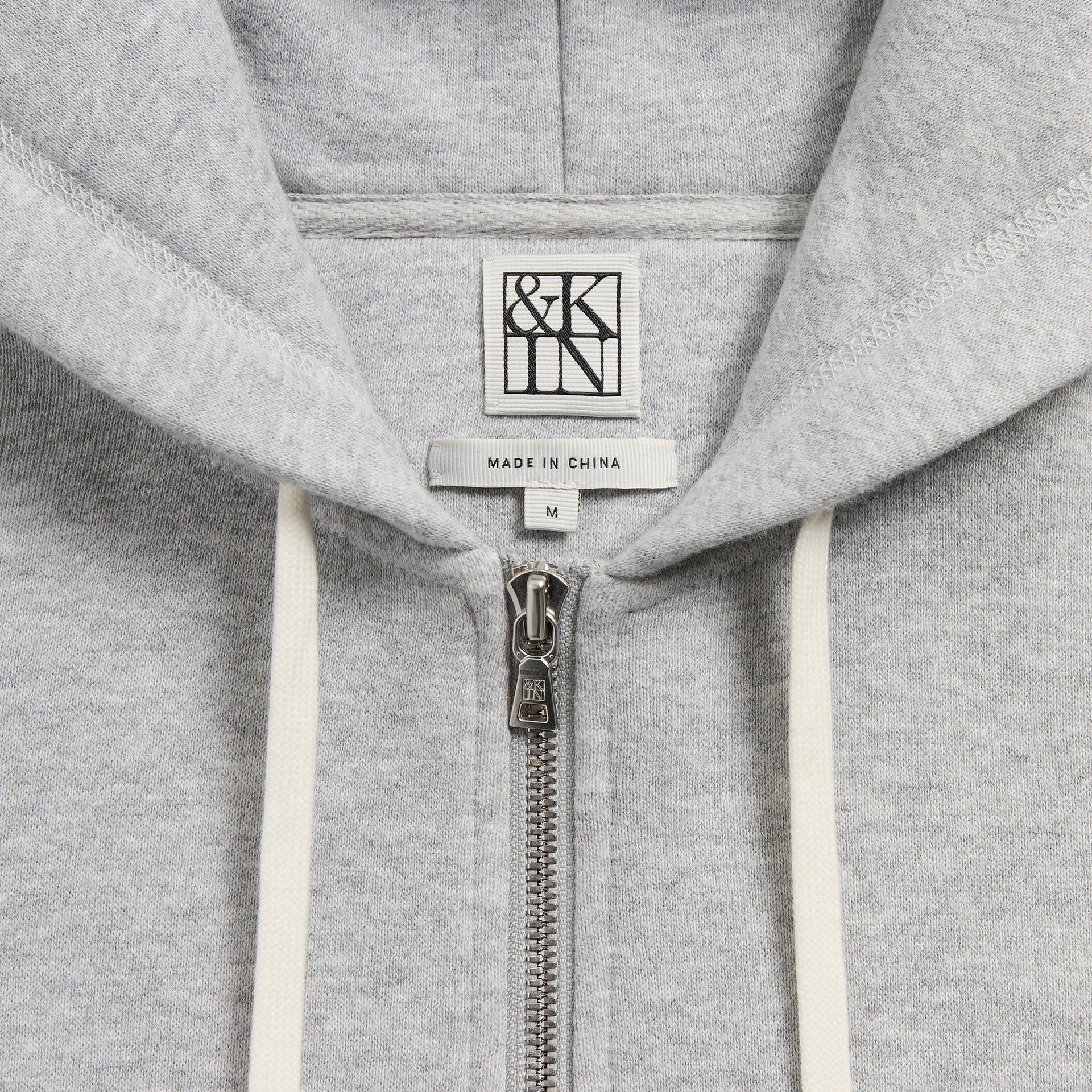&Kin Plush Fleece Hiroshi Zip Front Hoodie - Medium Heather Grey - PH