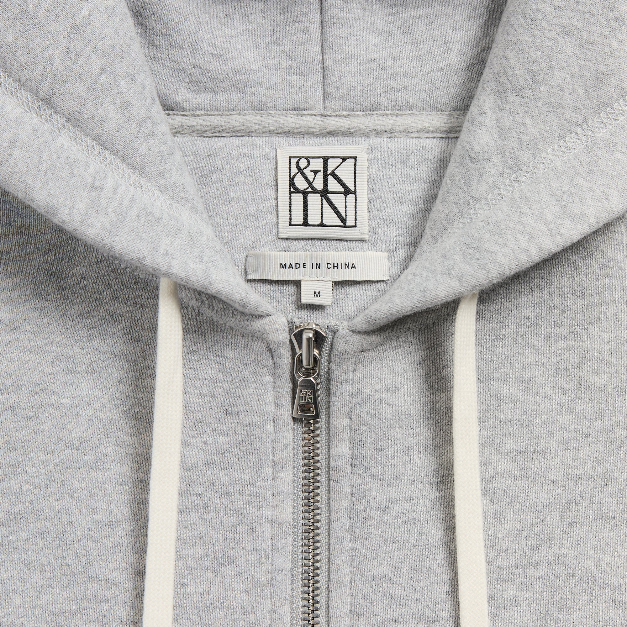 &Kin Plush Fleece Hiroshi Zip Front Hoodie - Medium Heather Grey