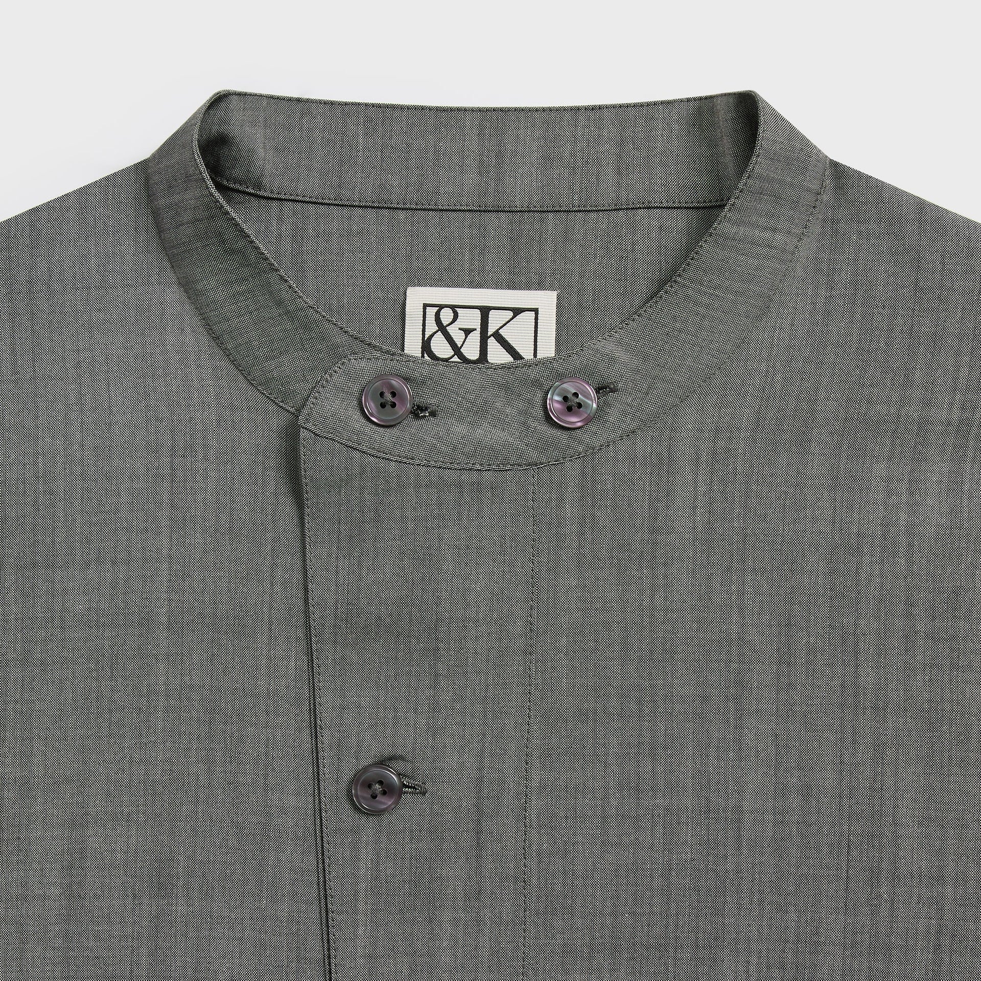&Kin Tropical Wool Leven Shirt - Grey Melange - PH