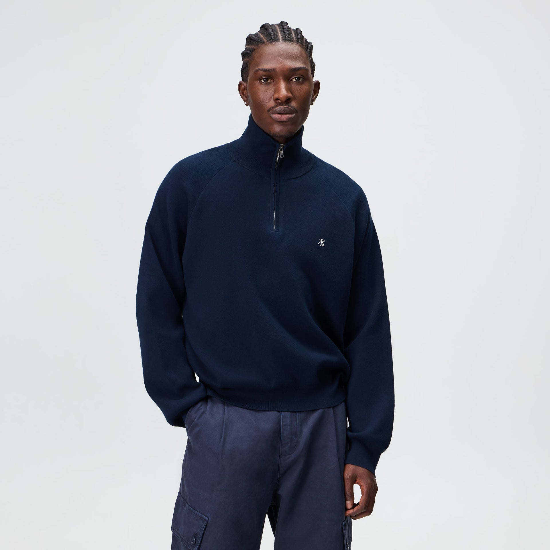 Kith Compact Cotton Knit Javier Quarter Zip Pullover - Nocturnal