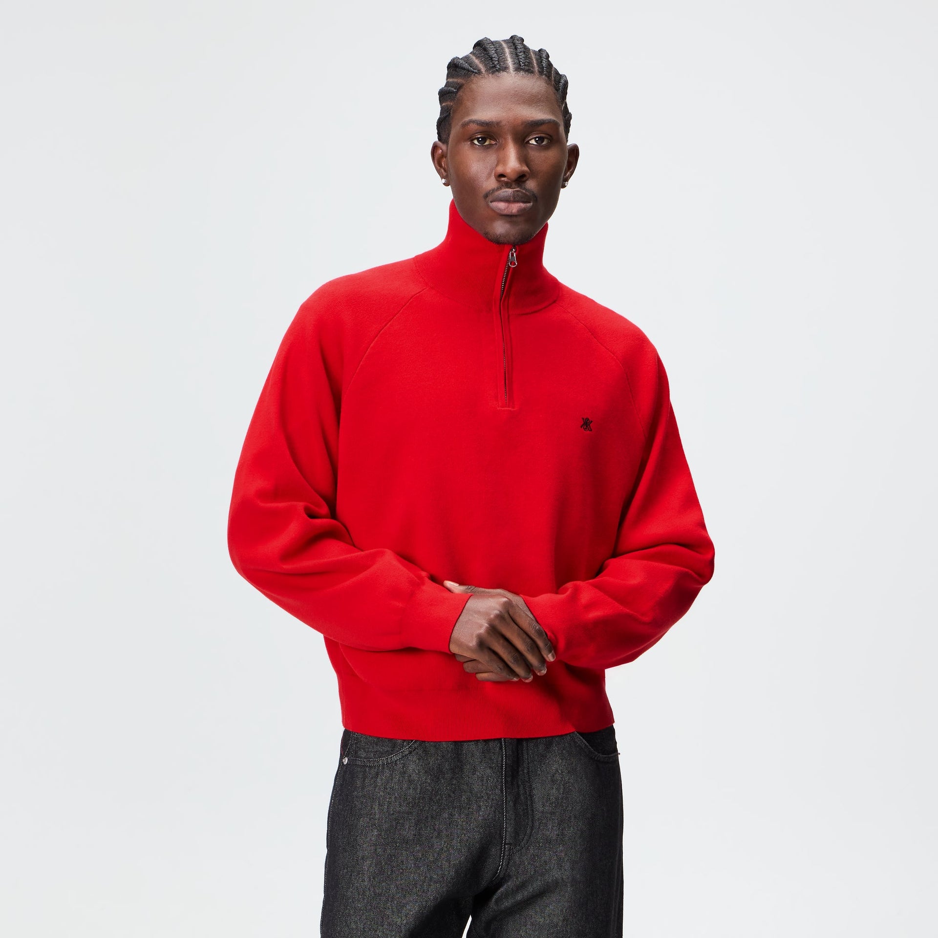 Kith Compact Cotton Knit Javier Quarter Zip Pullover - Fame