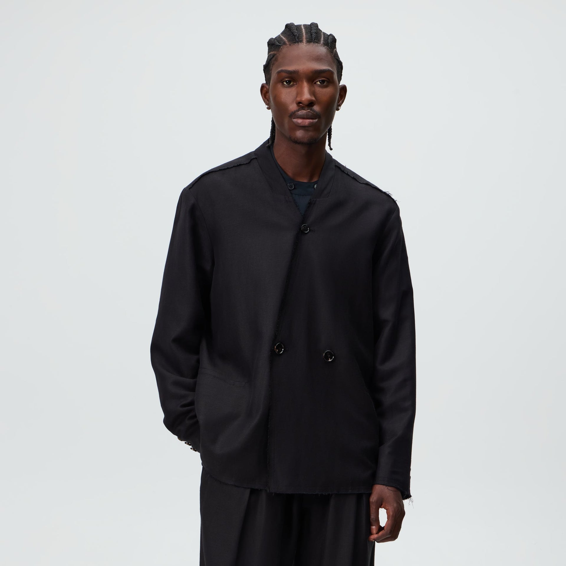 &Kin Long Sleeve Linen Viscose Twill Mathis Shirt - Black