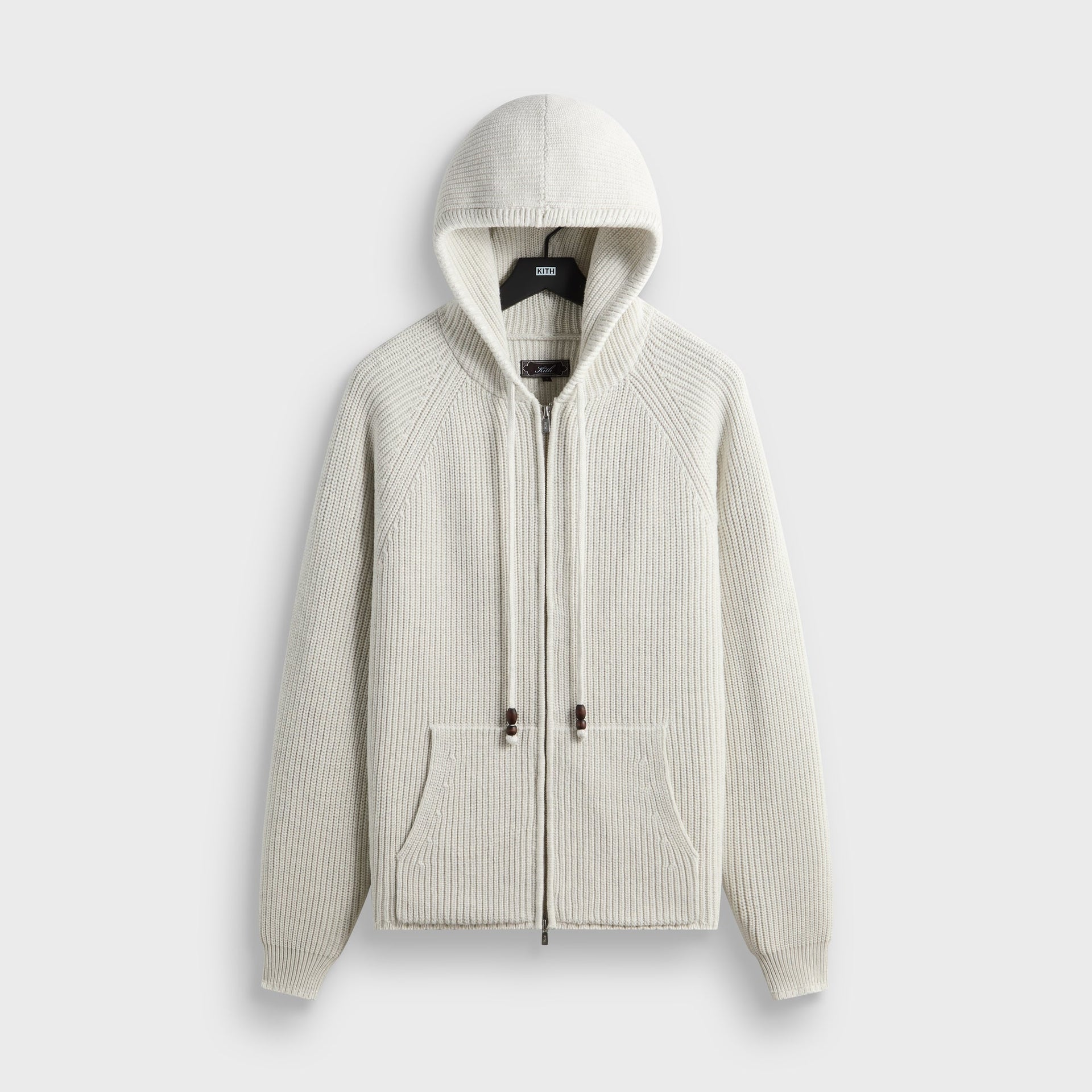 Kith Full Zip Knit Miles Hoodie - Light Heather Grey - PH