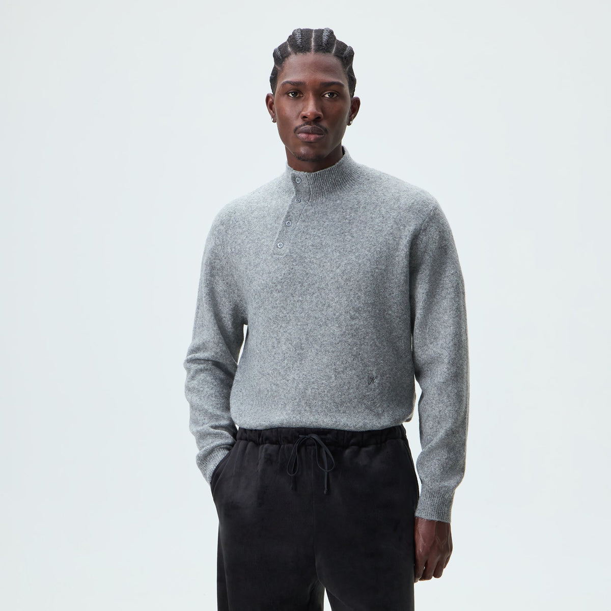 Kith Boucle Cyrus Turtleneck - Mid Heather Grey