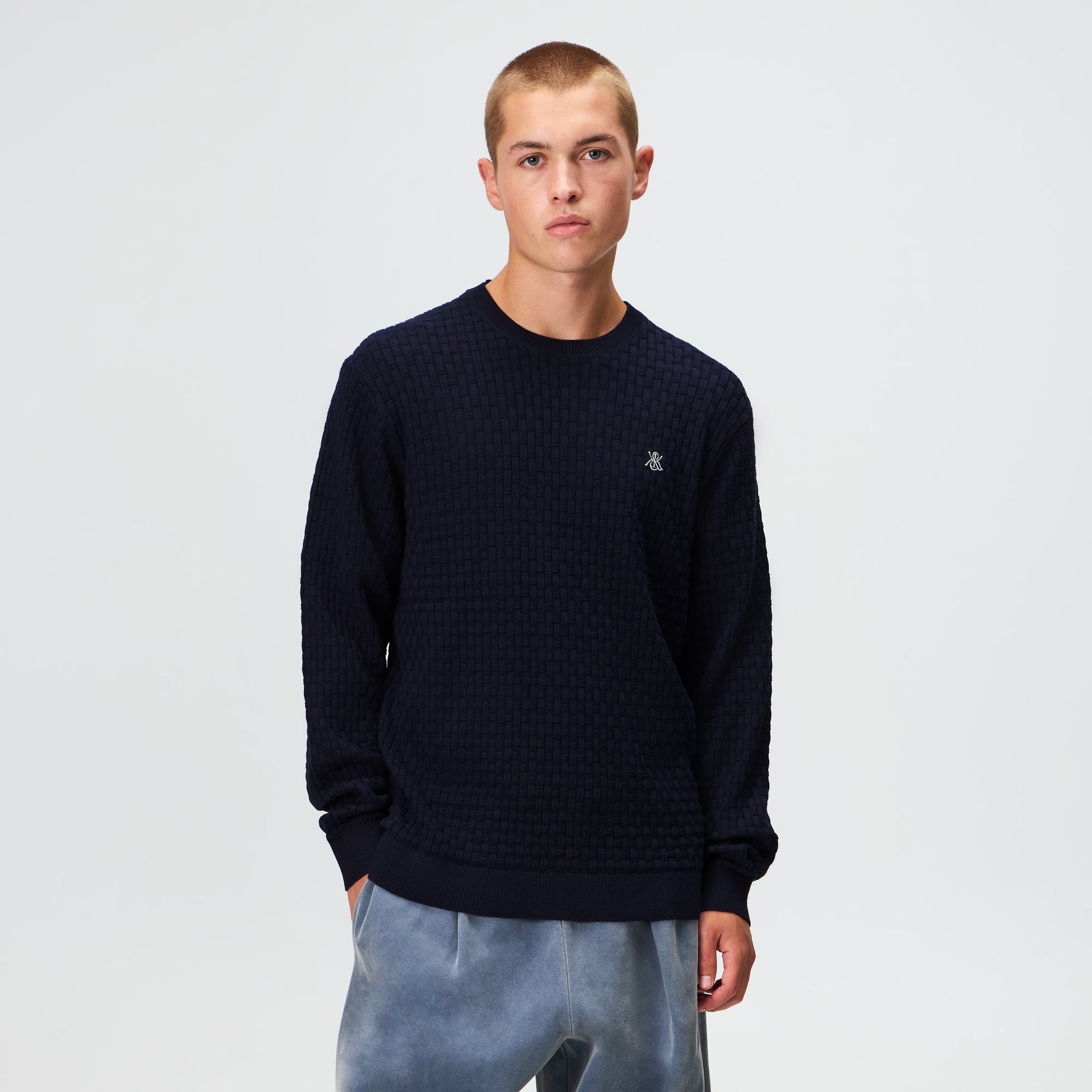 Kith Basketweave Tilden Crewneck - Nocturnal