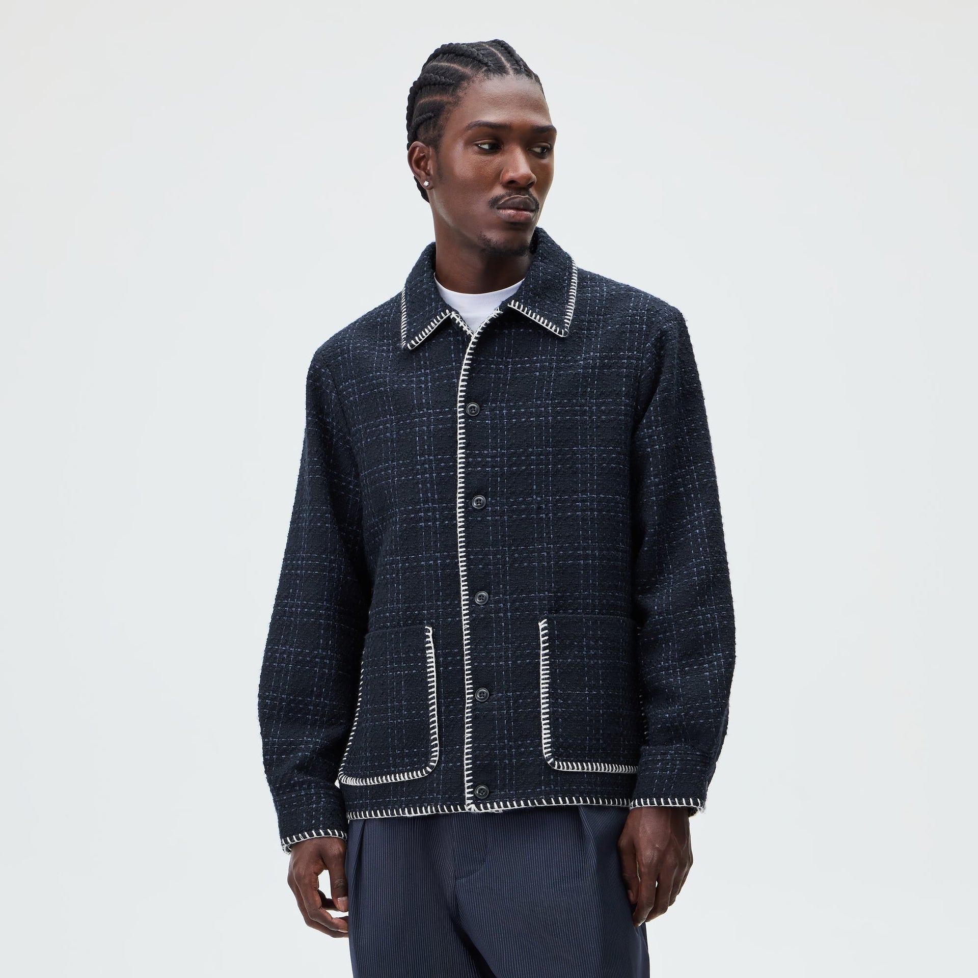 &Kin Tweed Boxy Collared Overshirt - Nocturnal - PH