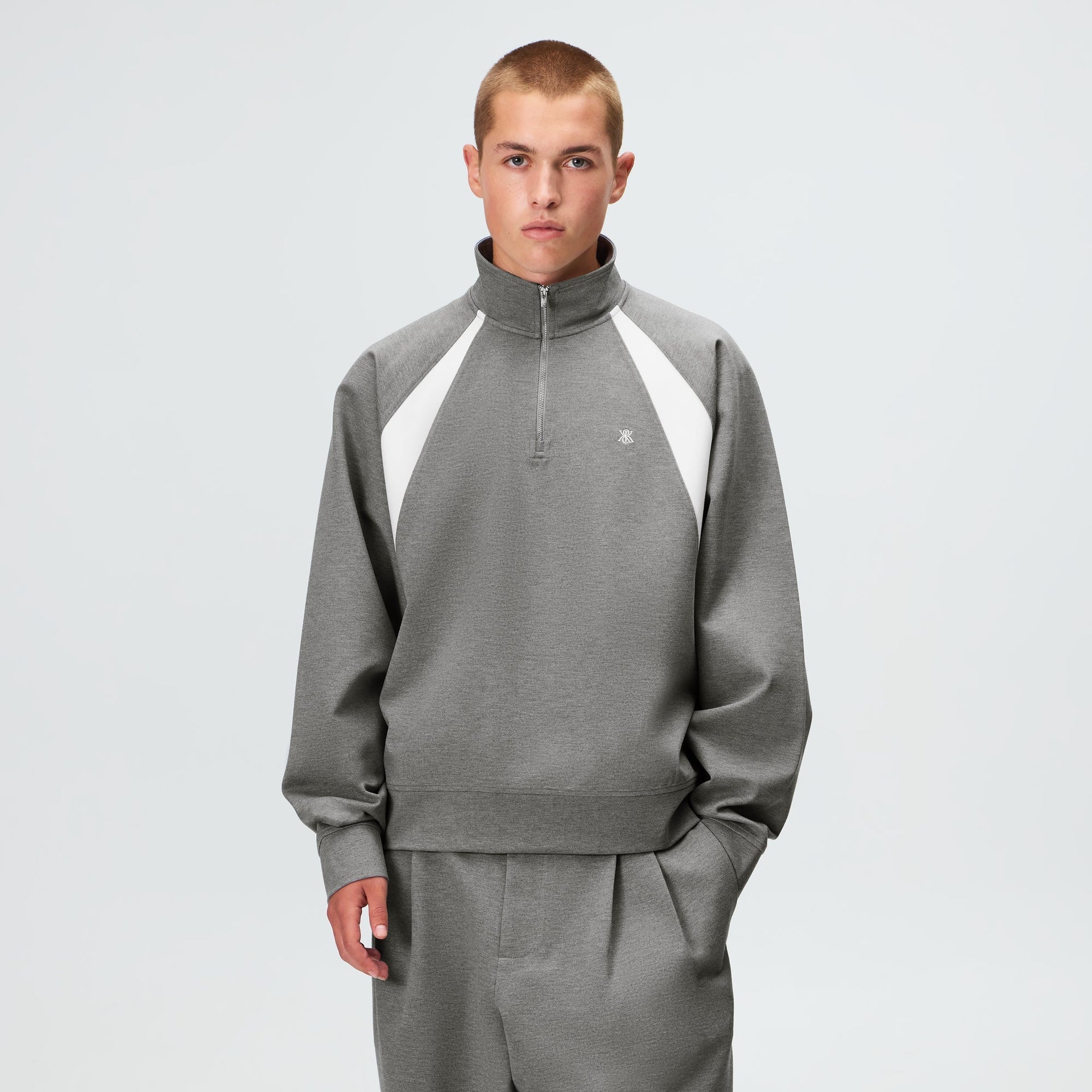 Kith Ponte Novak Quarter Zip - Medium Heather Grey - PH