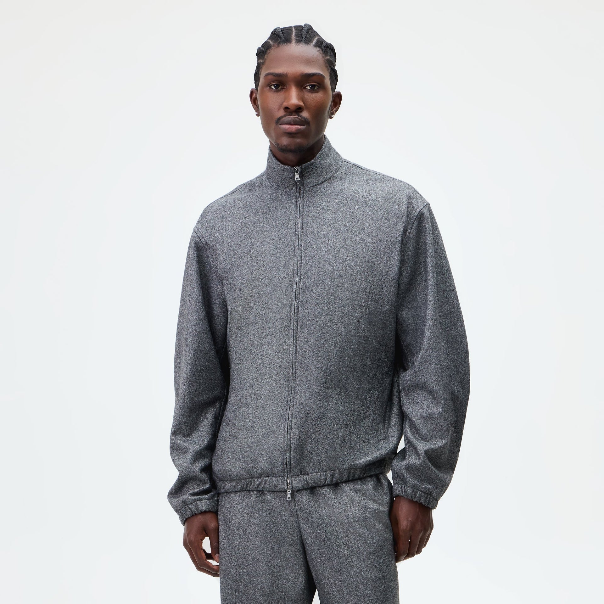 &Kin Flannel Jersey Stephen Track Jacket - Charcoal Heather - PH