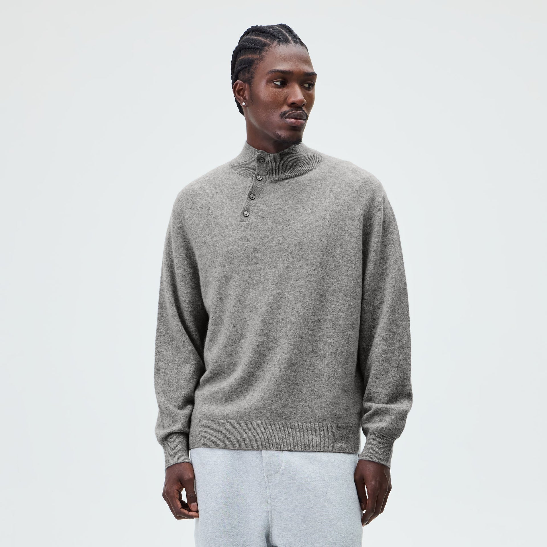 &Kin Cashmere Cyrus Turtleneck - Mid Heather Grey - PH