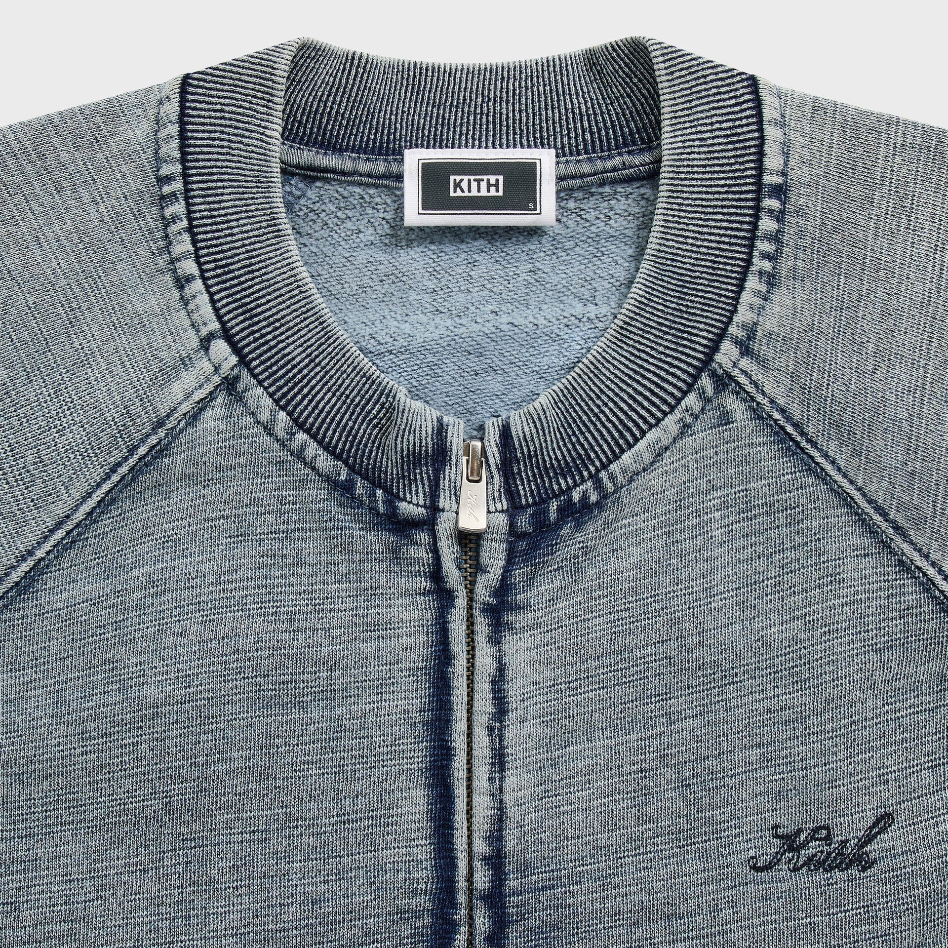 Kith Indigo Fleece Linus Full Zip Crewneck - Light Indigo - PH