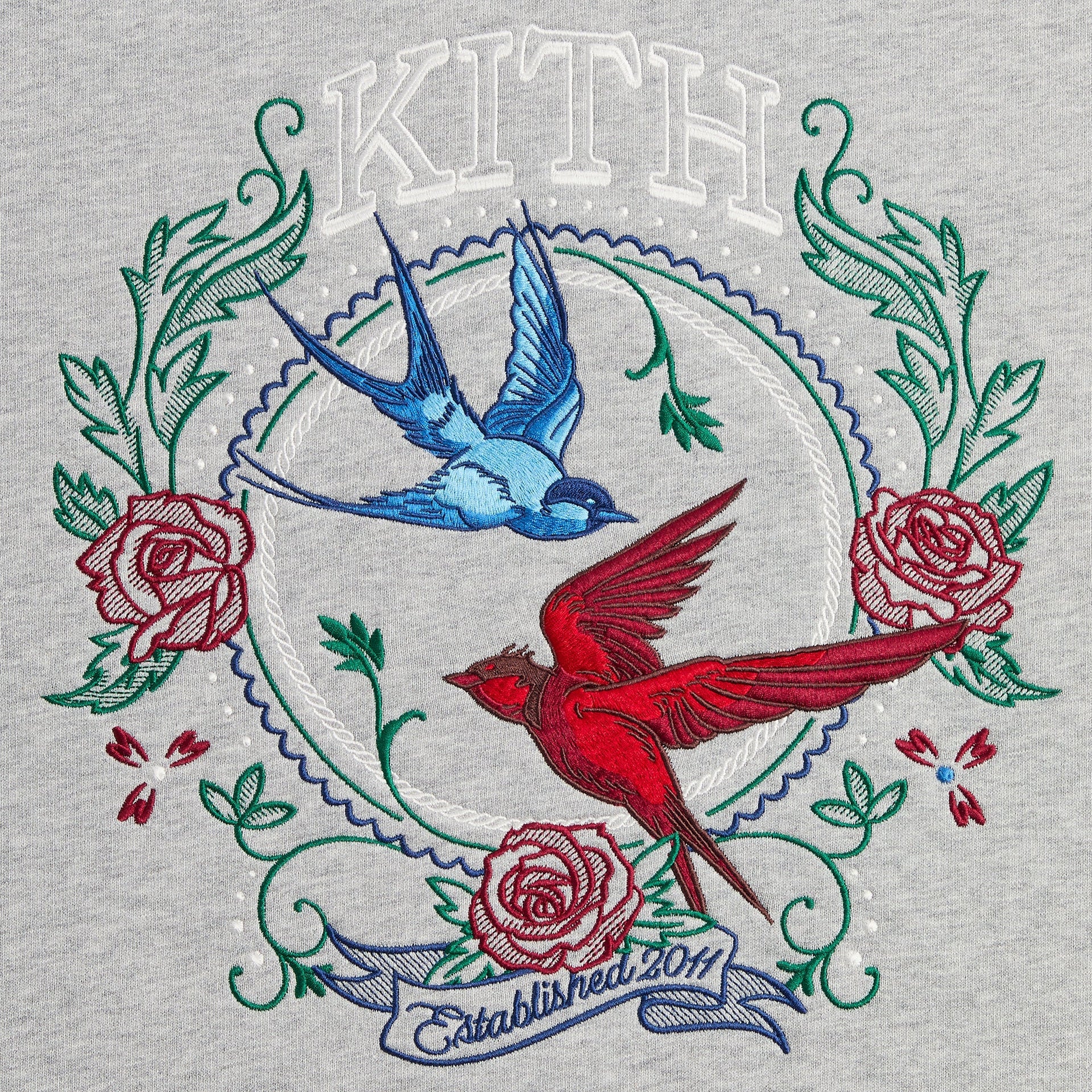 Kith Swallow Emblem Nelson Crewneck - Mid Heather Grey - PH