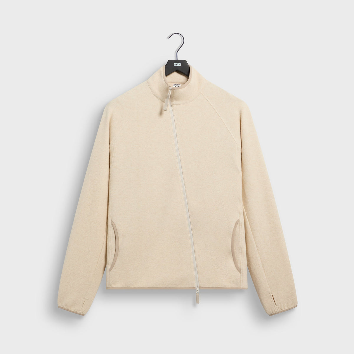 &Kin Cotton Cashmere Pique Calix Full Zip Jacket - Heather Oatmeal