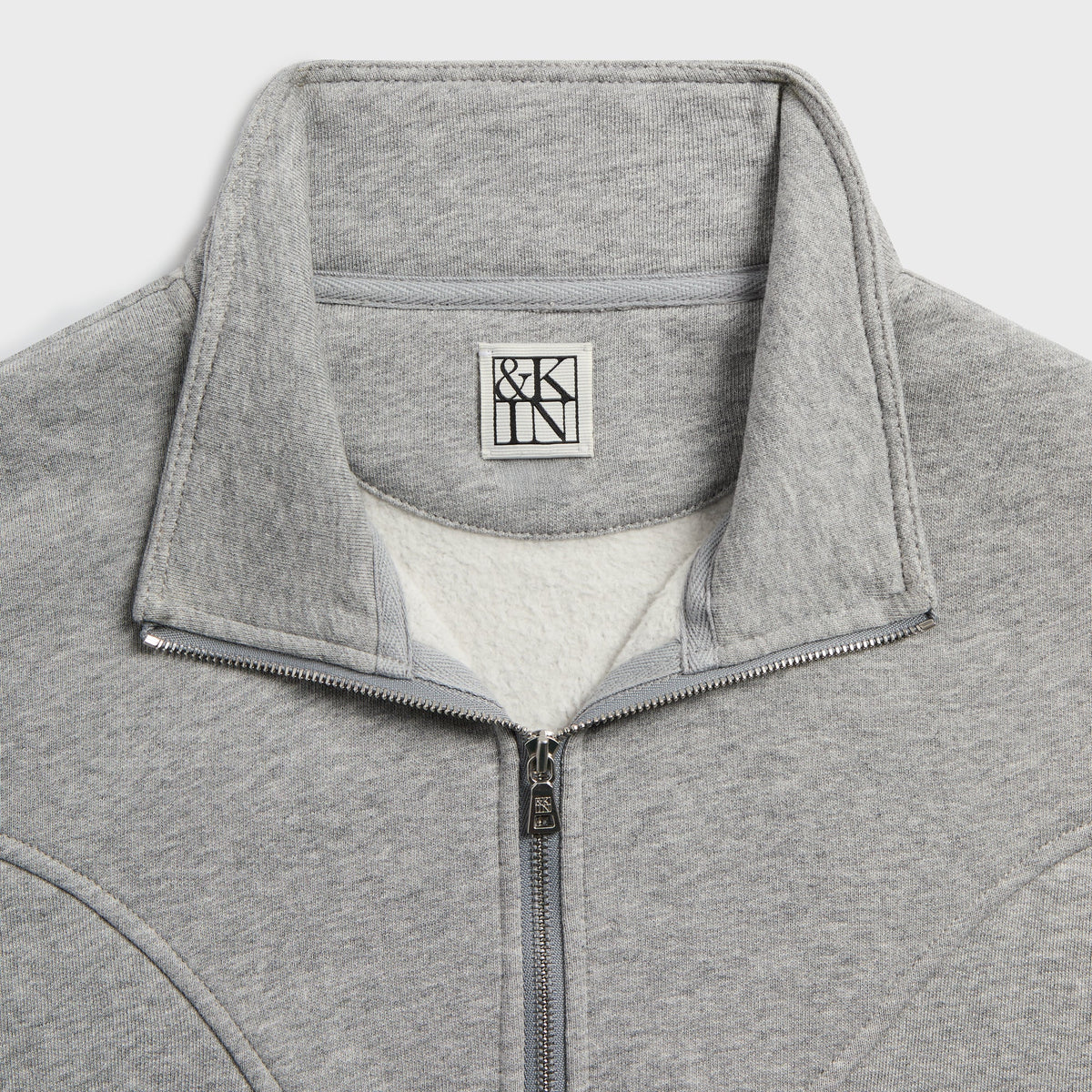 &Kin Pima Cotton Fleece Marshall Quarter Zip - Heather Grey