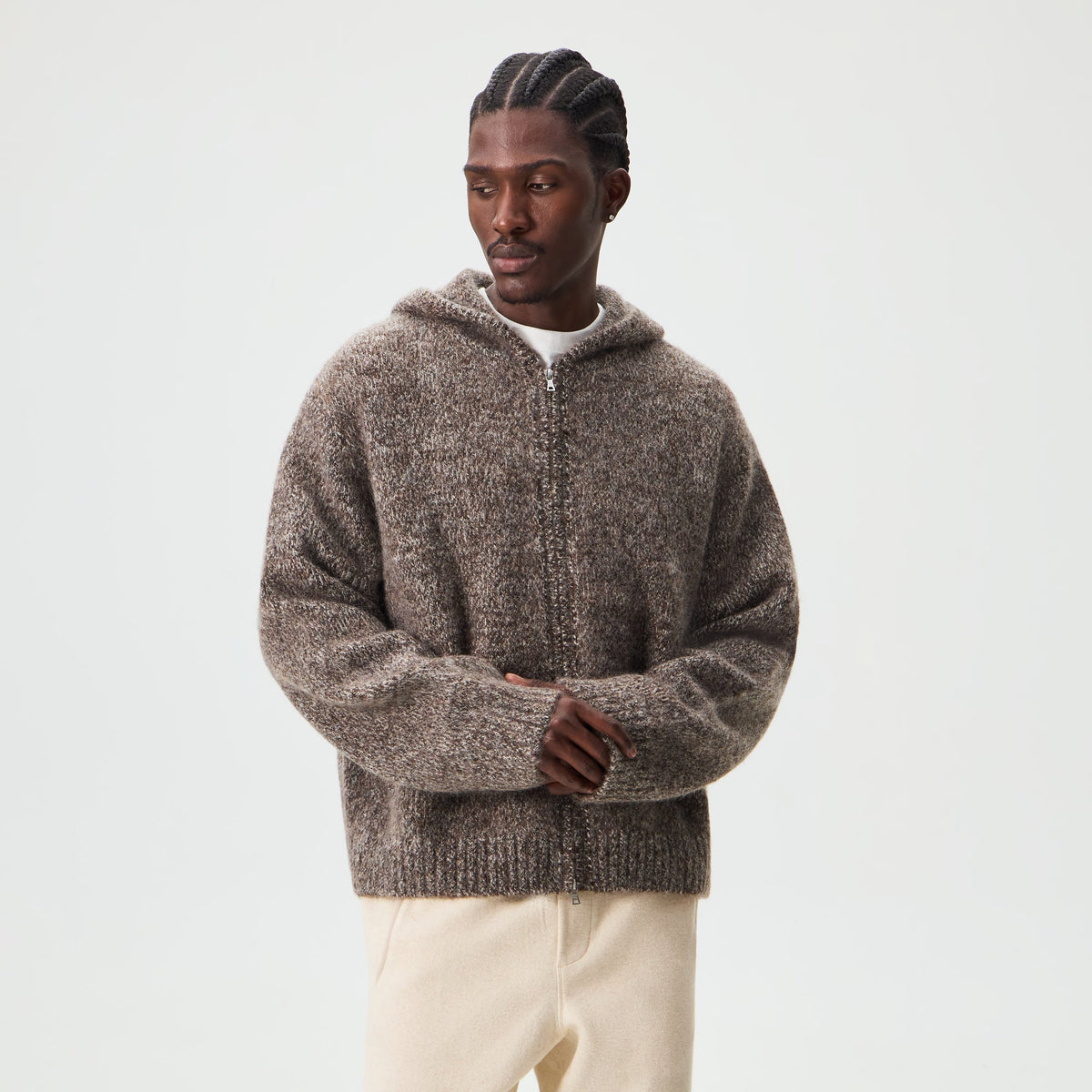 &Kin Mohair Blend Lionel Full Zip Hoodie - Clever
