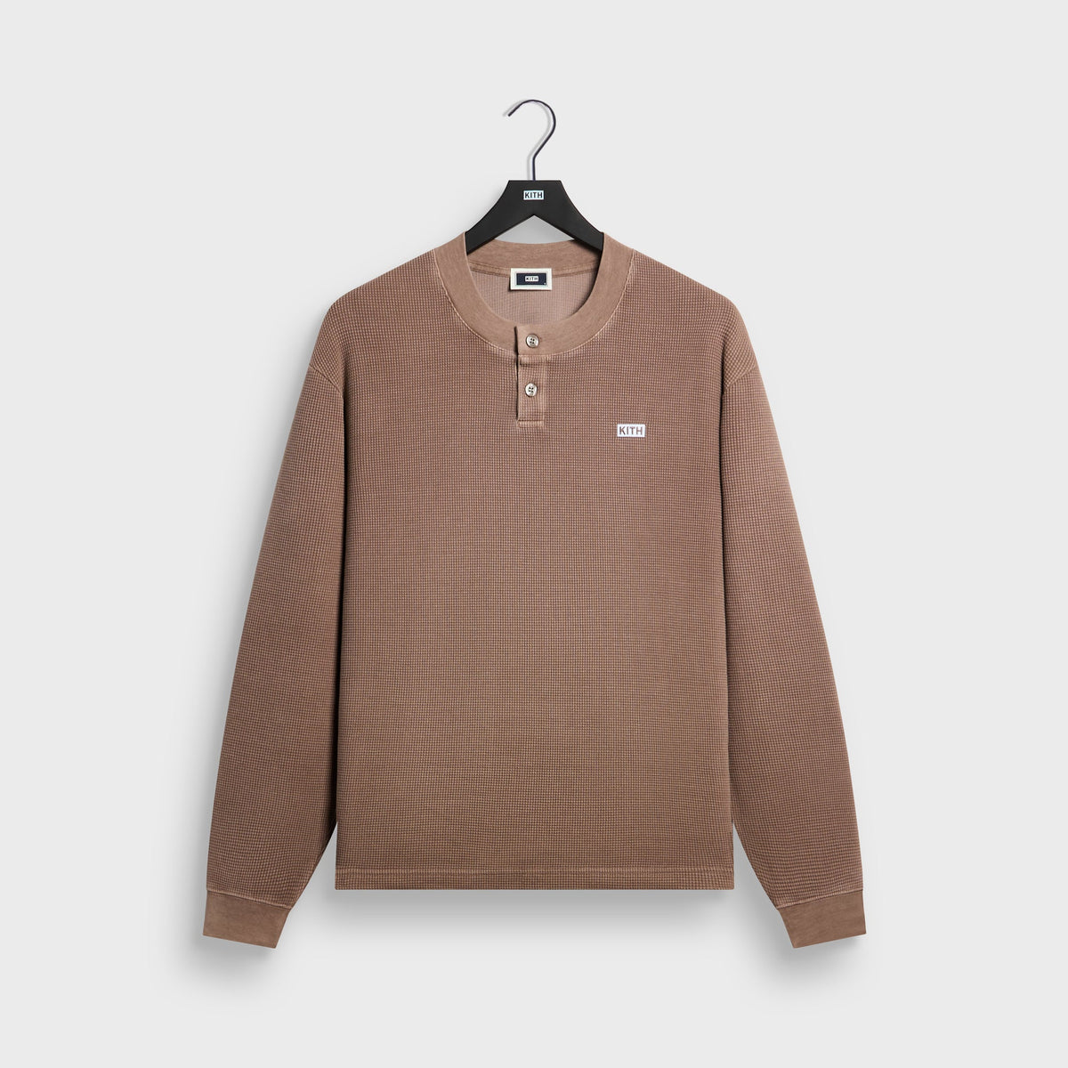 Kith Long Sleeve Waffle Albie Henley - Quicksand - PH