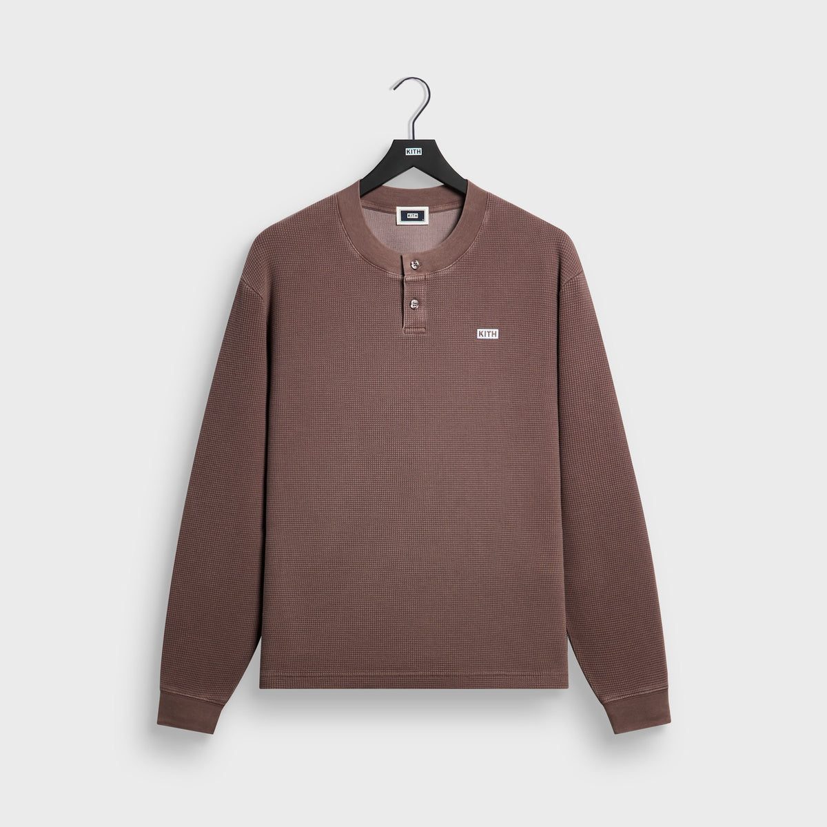 Kith Long Sleeve Waffle Albie Henley - Aubergine - PH