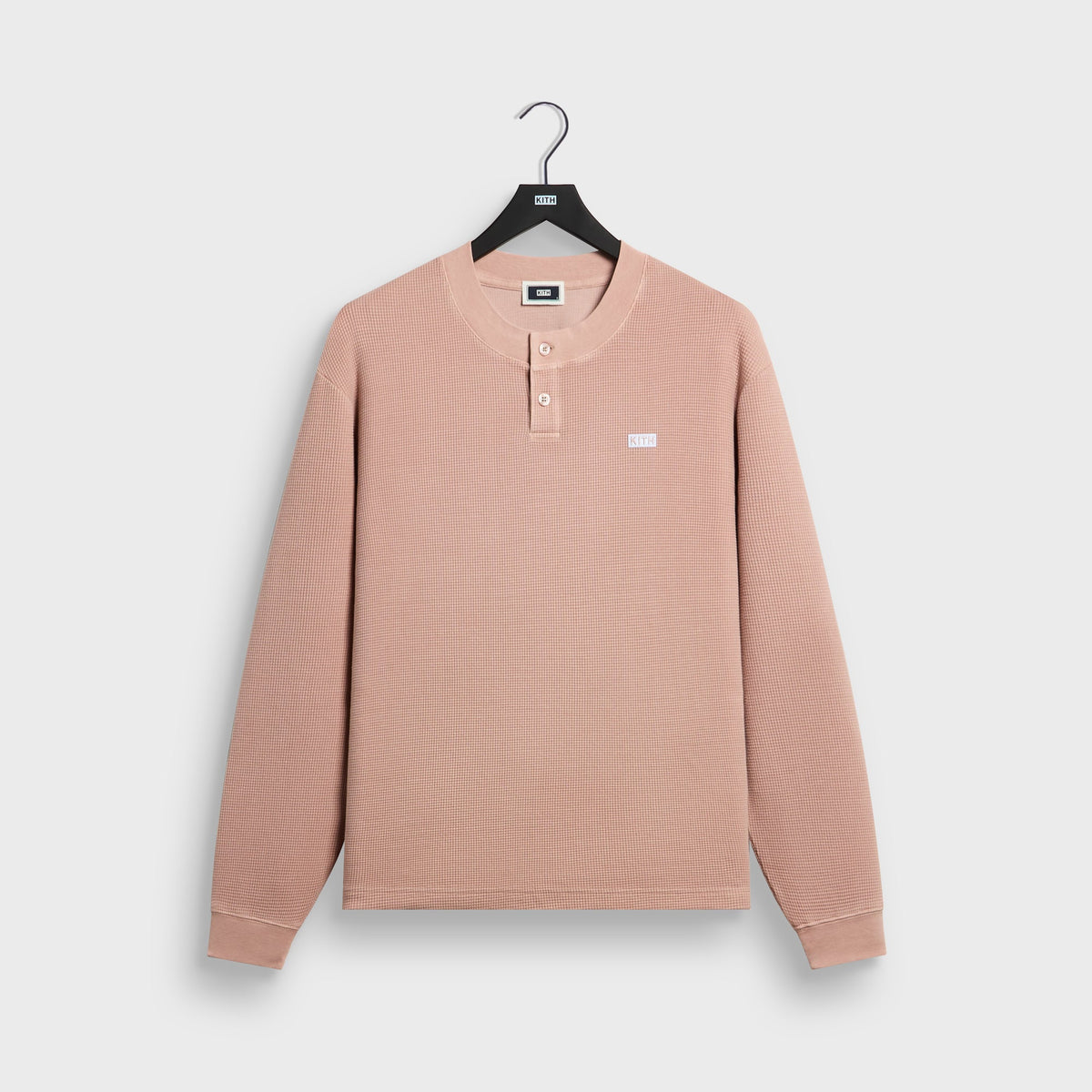 Kith Long Sleeve Waffle Albie Henley - Morganite - PH