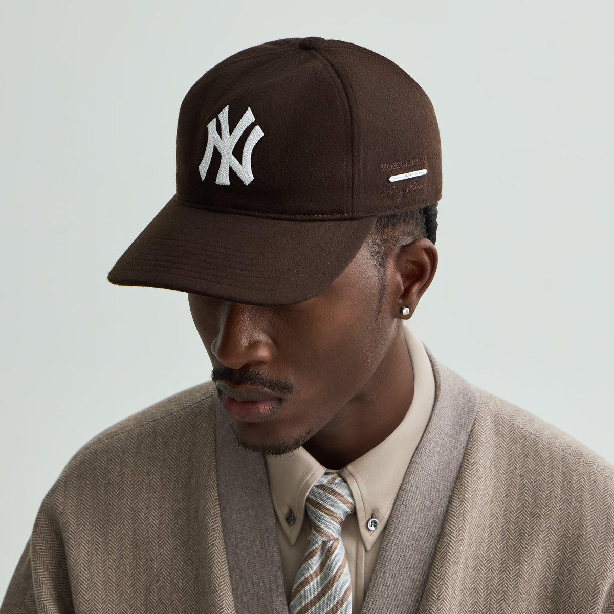 Giorgio Armani & Ronnie Fieg for '47 Wool Deconstructed Franchise LS Fitted Cap - Cacao