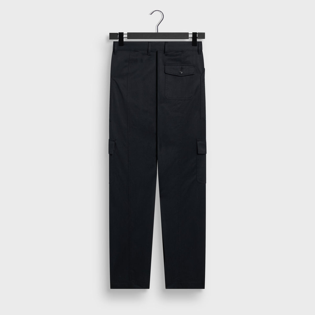 Kith Washed Herringbone Twill Gus Pant in black, back view, with flap back pockets