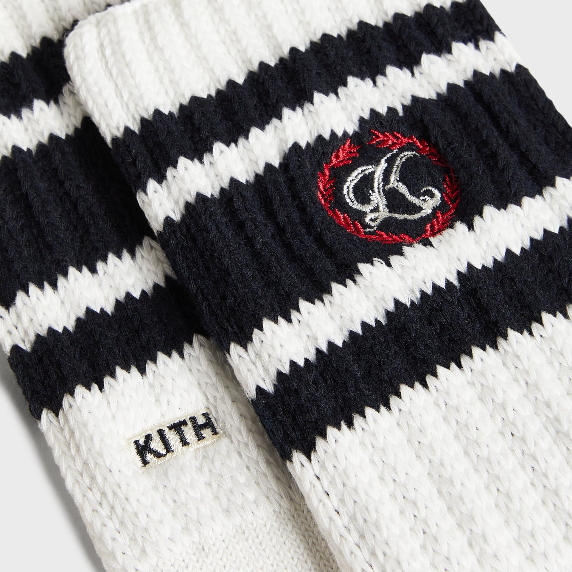 Kith Script K Laurel Stripe Cotton Chunky Crew Socks - White