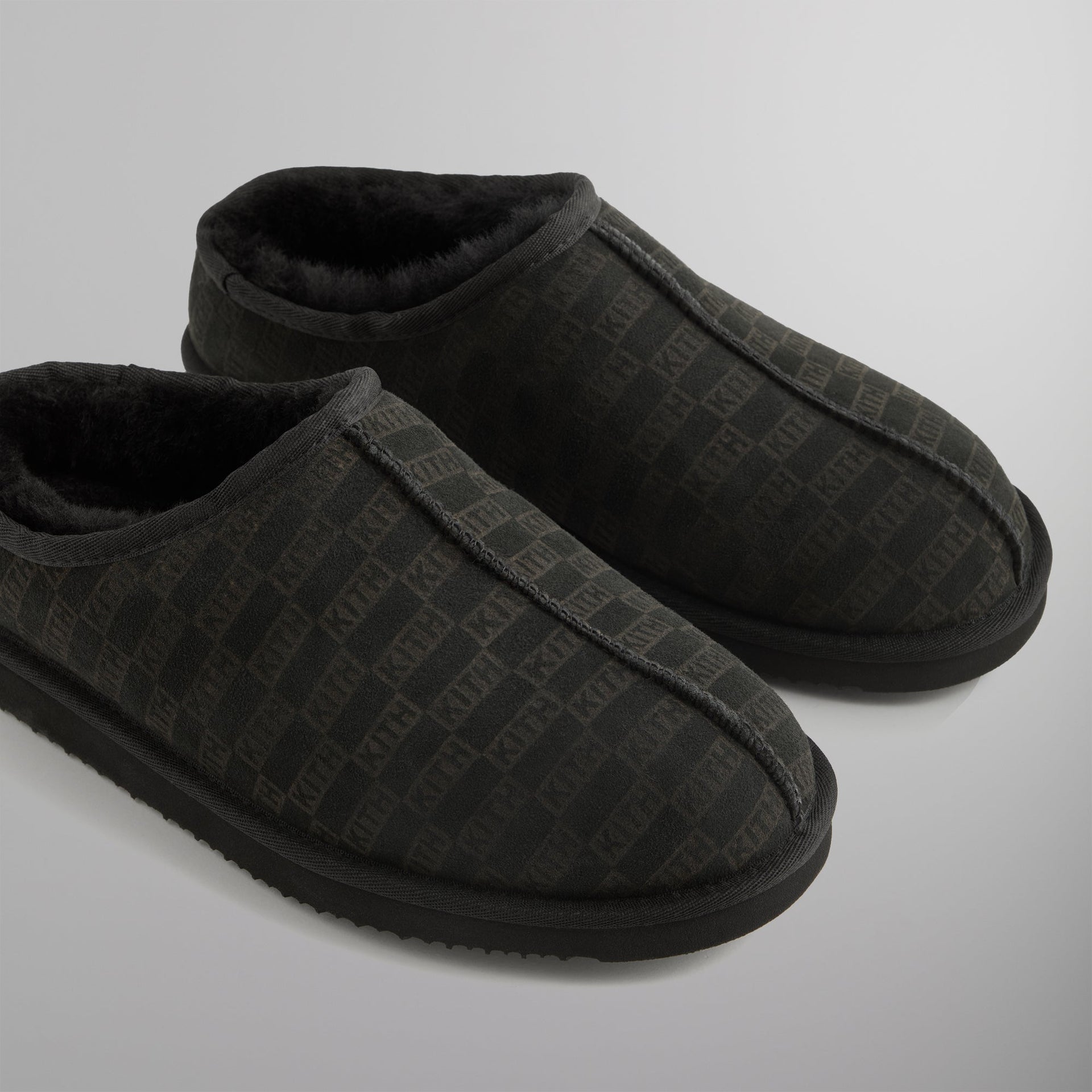 Kith Monogram Shearling Slippers - Black