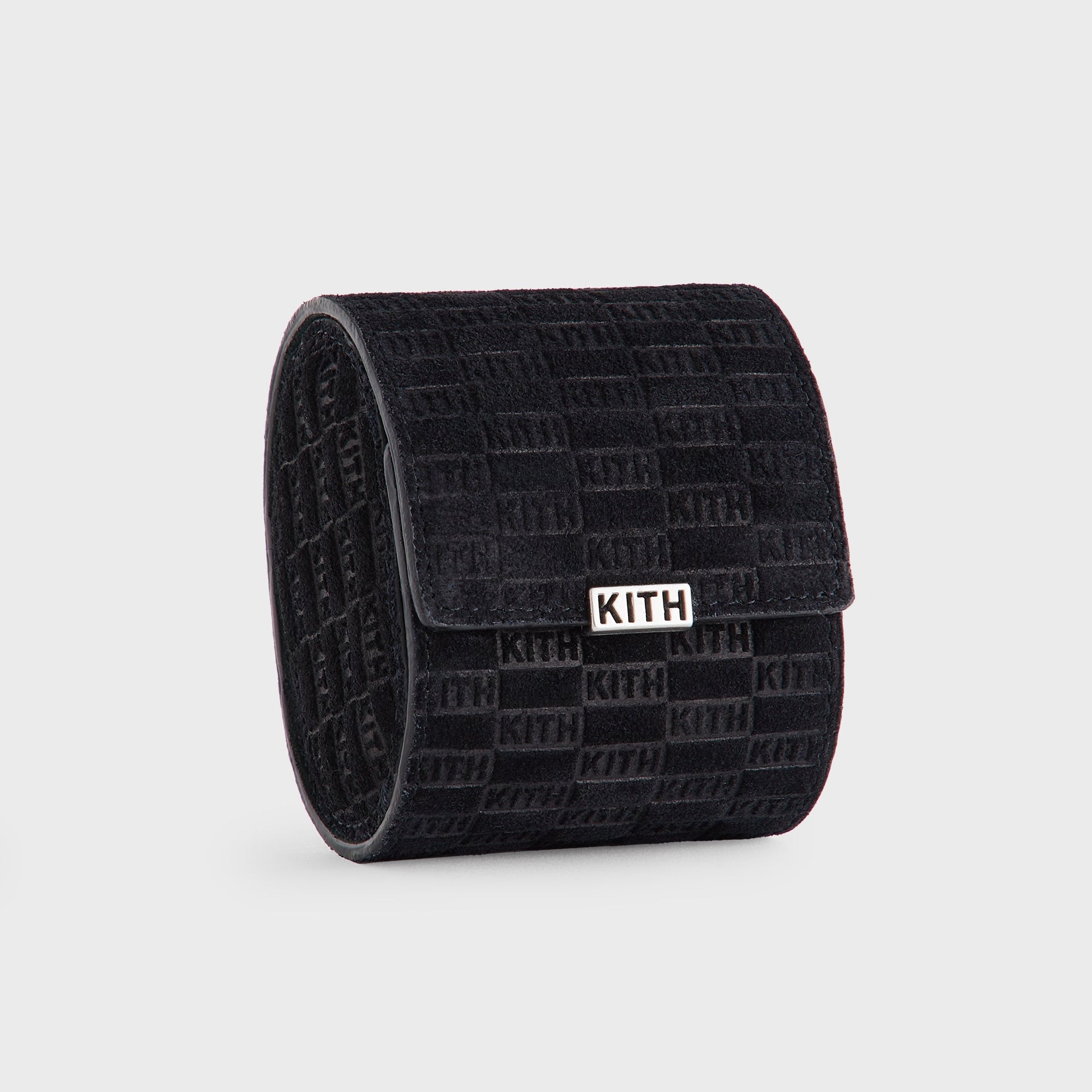 Kithmas Monogram Suede Leather Single Watch Roll - Black