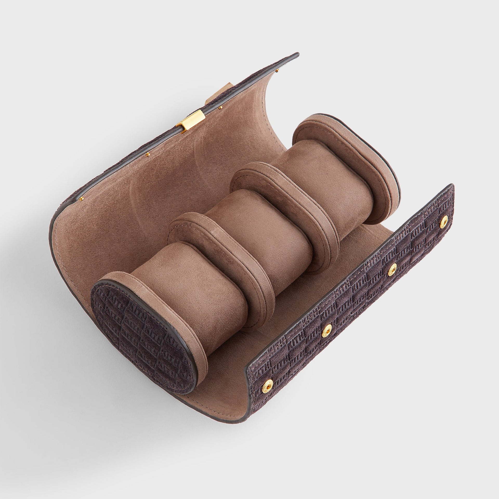 Kithmas Monogram Suede Leather 3-Watch Roll - Incognito