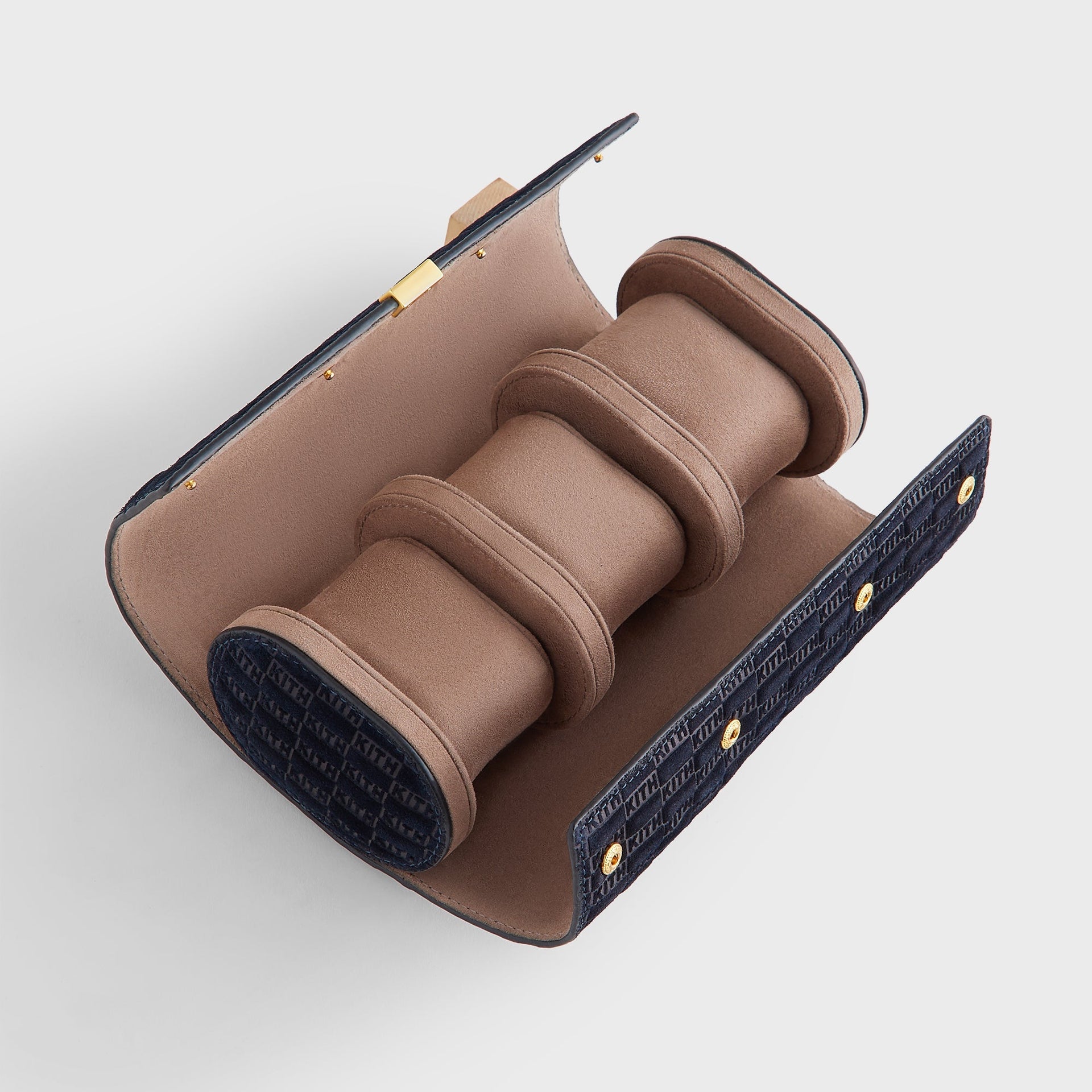 Kithmas Monogram Suede Leather 3-Watch Roll - Ink - PH