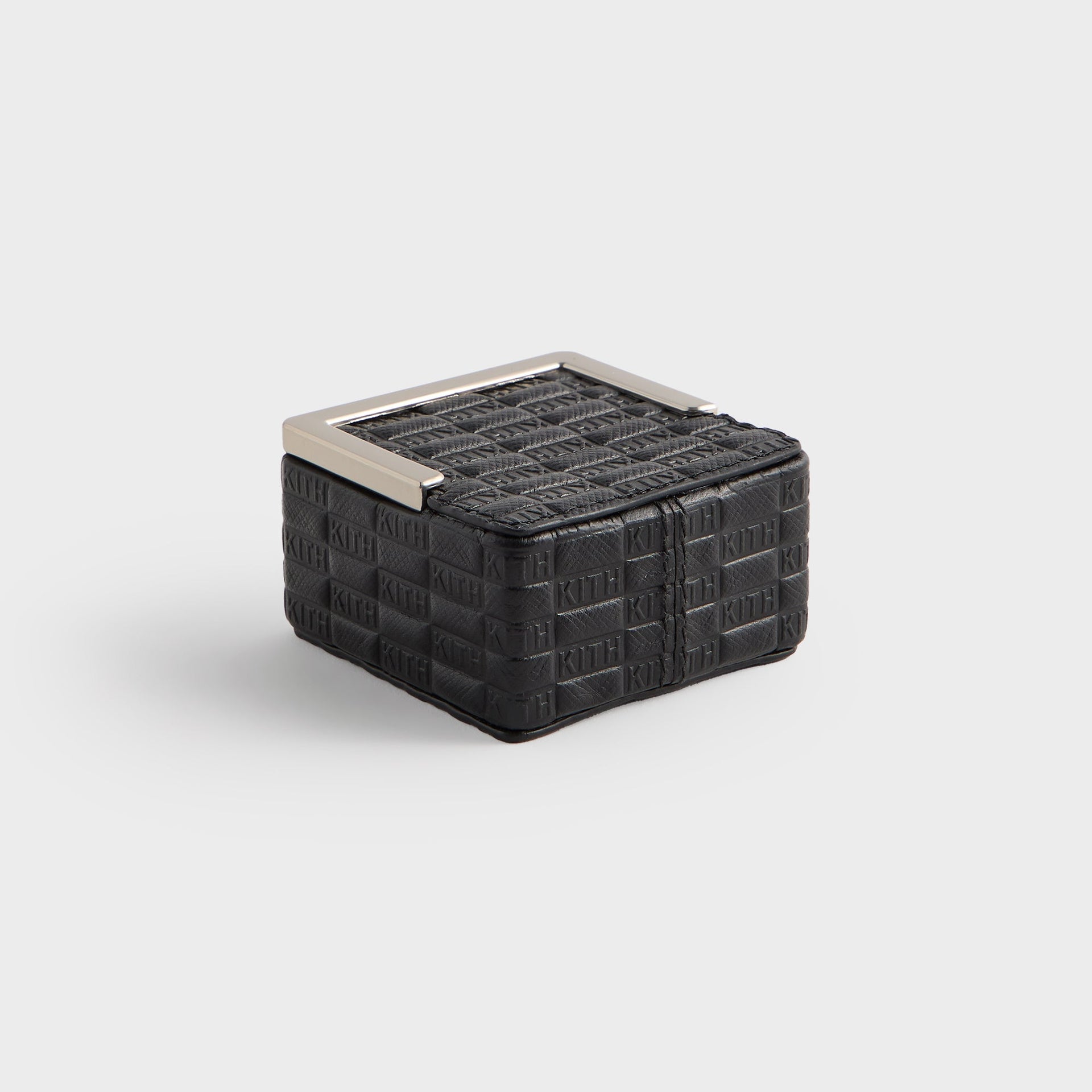 Kithmas Monogram Saffiano Leather Square Frame Jewelry Case - Black - PH