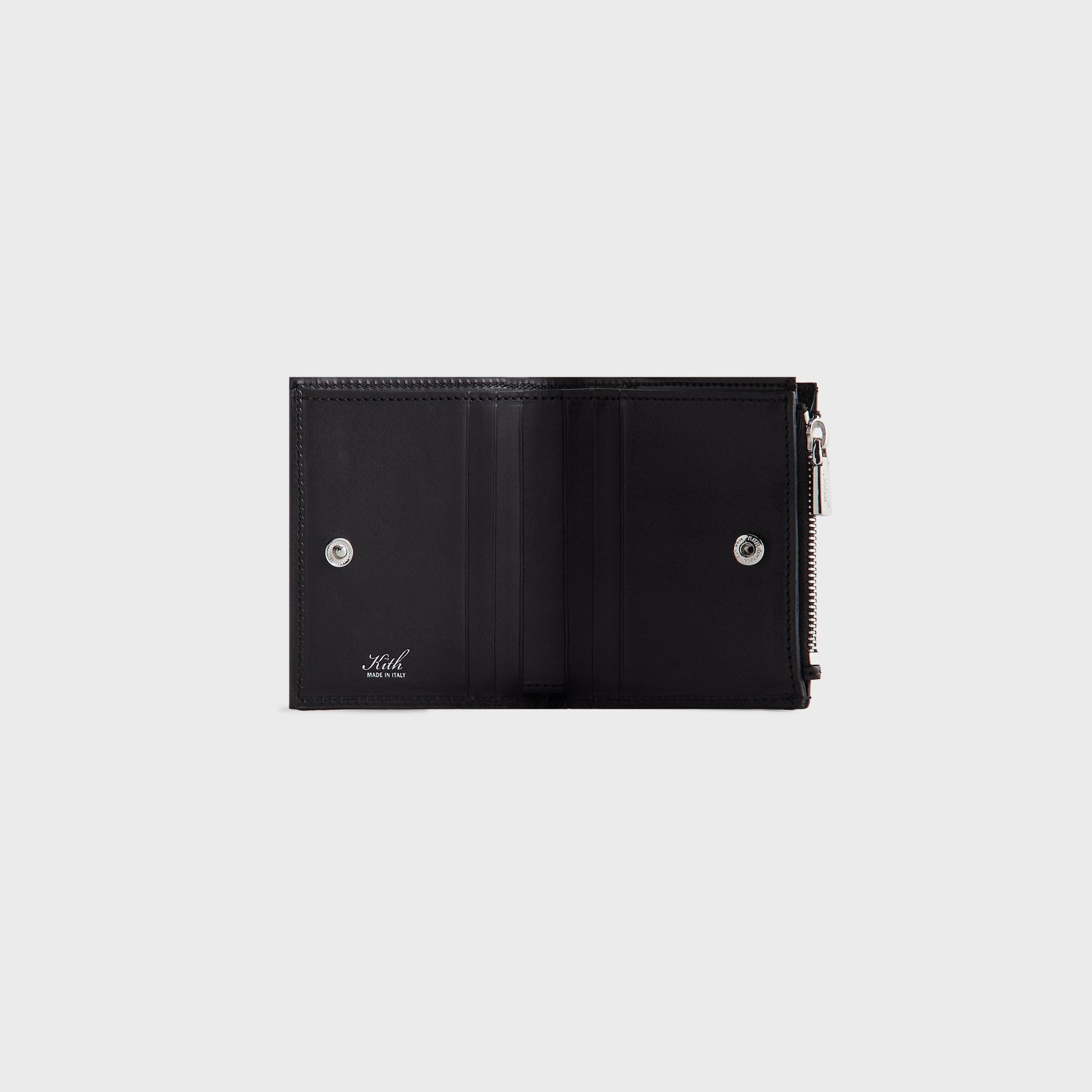 Kithmas Monogram Leather Snap Wallet - Black