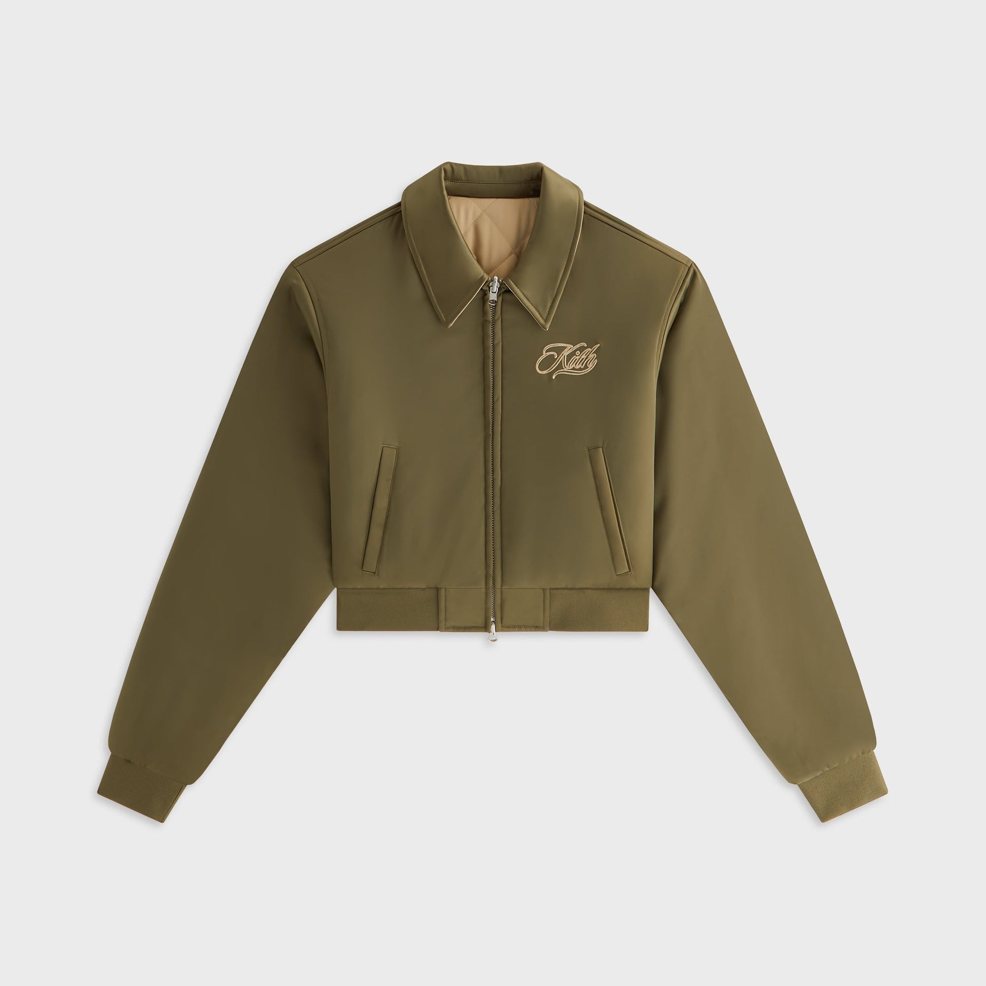 Kith Women Reversible Landry IV Cropped Satin Bomber Jacket - Canopy - PH