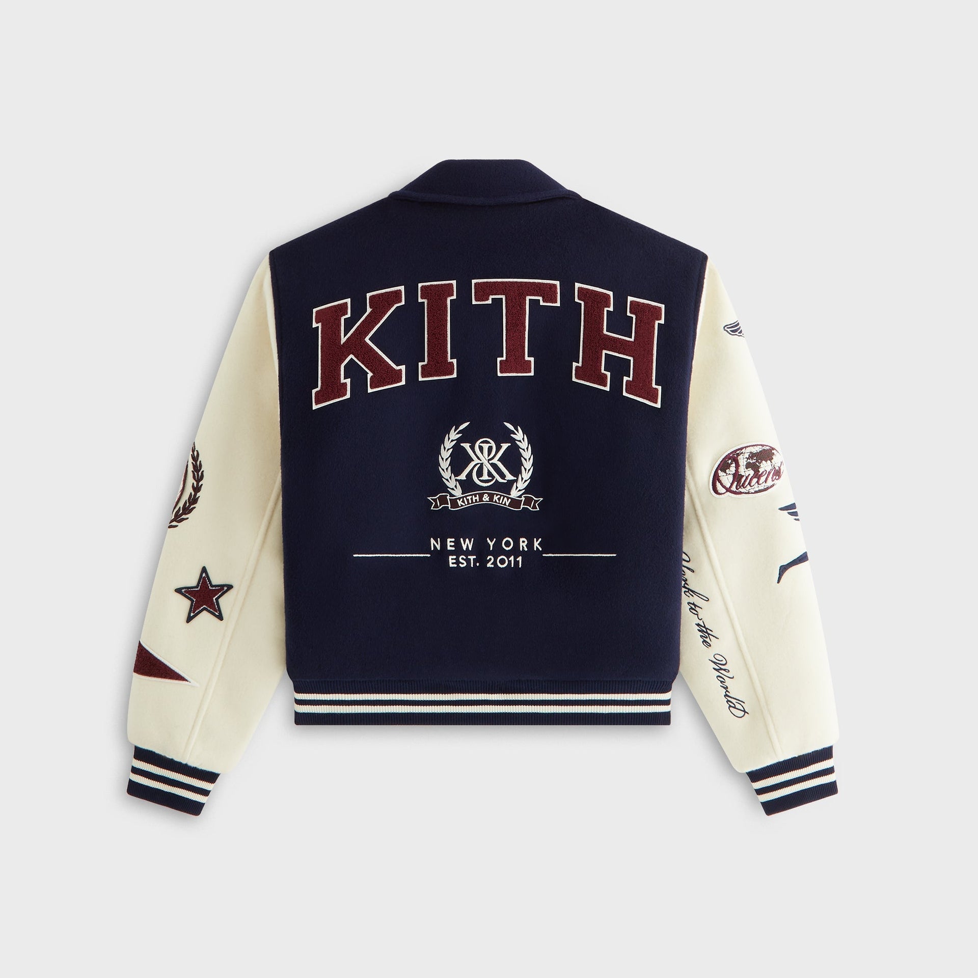 Kith Women Campbell II Melton Varsity Bomber Jacket - Nocturnal - PH