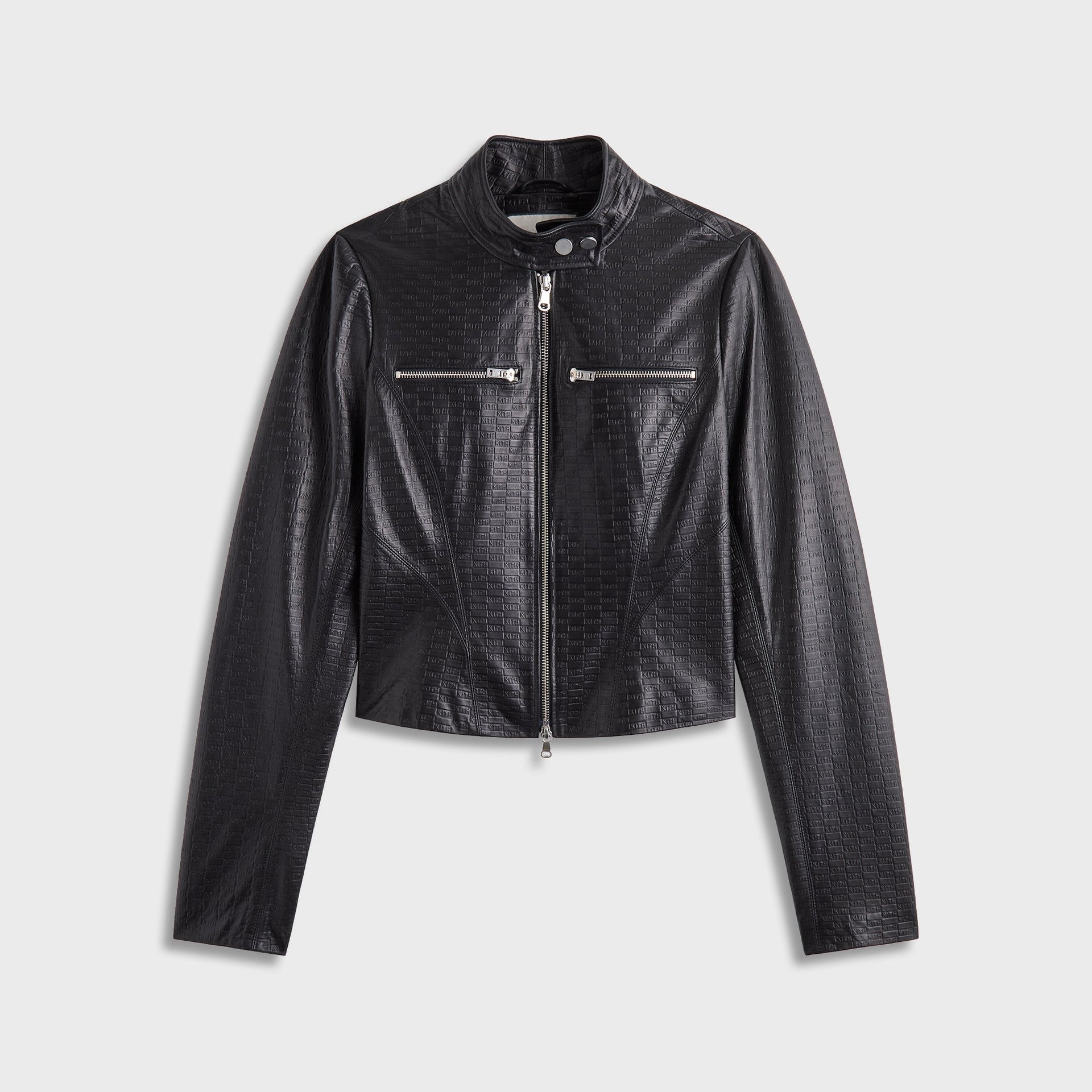 Lisa for Kith Women Nikita Monogram Leather Zip Top - Black